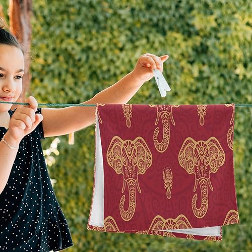Miniatura 5 de Indian Elephants - Juego de 2 toallas de mano, altamente absorbentes, suaves, toalla de mano decorativa para cocina y baño, 14 x 28 pulgadas