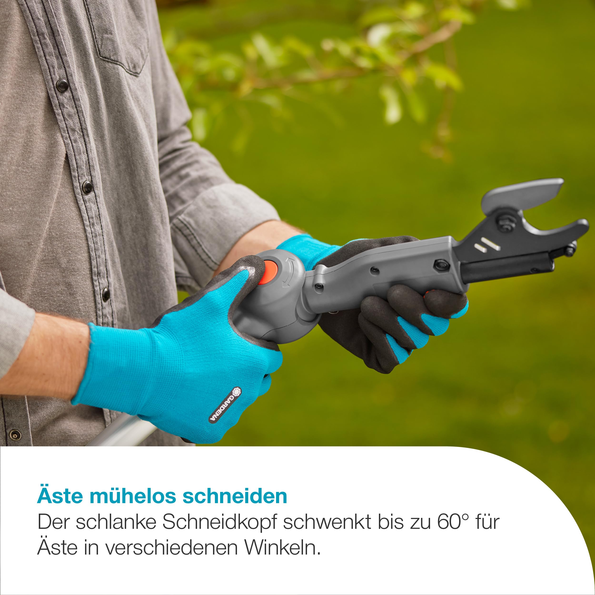 Gardena Akku-Teleskop-Baumschere HighCut 250/18V P4A Solo: Teleskopstiel, Bis zu 4m Reichweite, Stahlmesser, Schwenkbarer Schneidkopf, Kabellos (14774-55)
