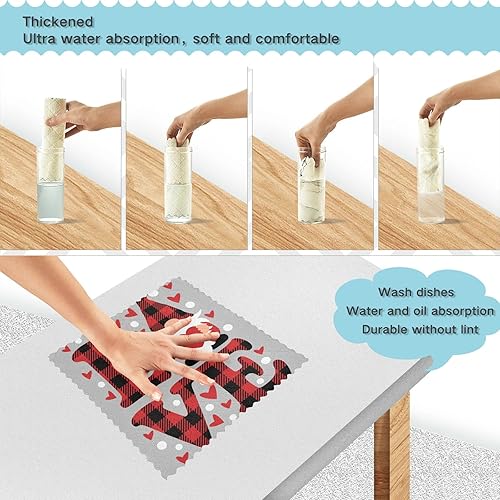 Miniatura 4 de VIGTRO Buffalo - Toallas de cocina con diseño de gnomo del amor, súper absorbentes, trapos de cocina de primera calidad para cocina, día de San