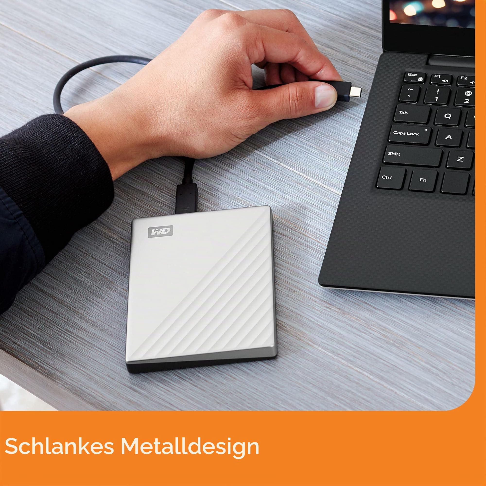 WD 2TB My Passport Ultra for Mac, Portable HDD USB-C ready with software for device management, backup and password protection - Silver
