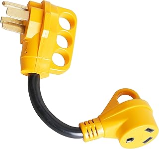 Facon 50Amp Male to 30Amp Female RV Power Cord Adapter, Suitable for 30Amp RV, RV Power Adapter with Easy Handle, RV Electrical Converter Cord Cable, 12Inch Length, for RV, Camper