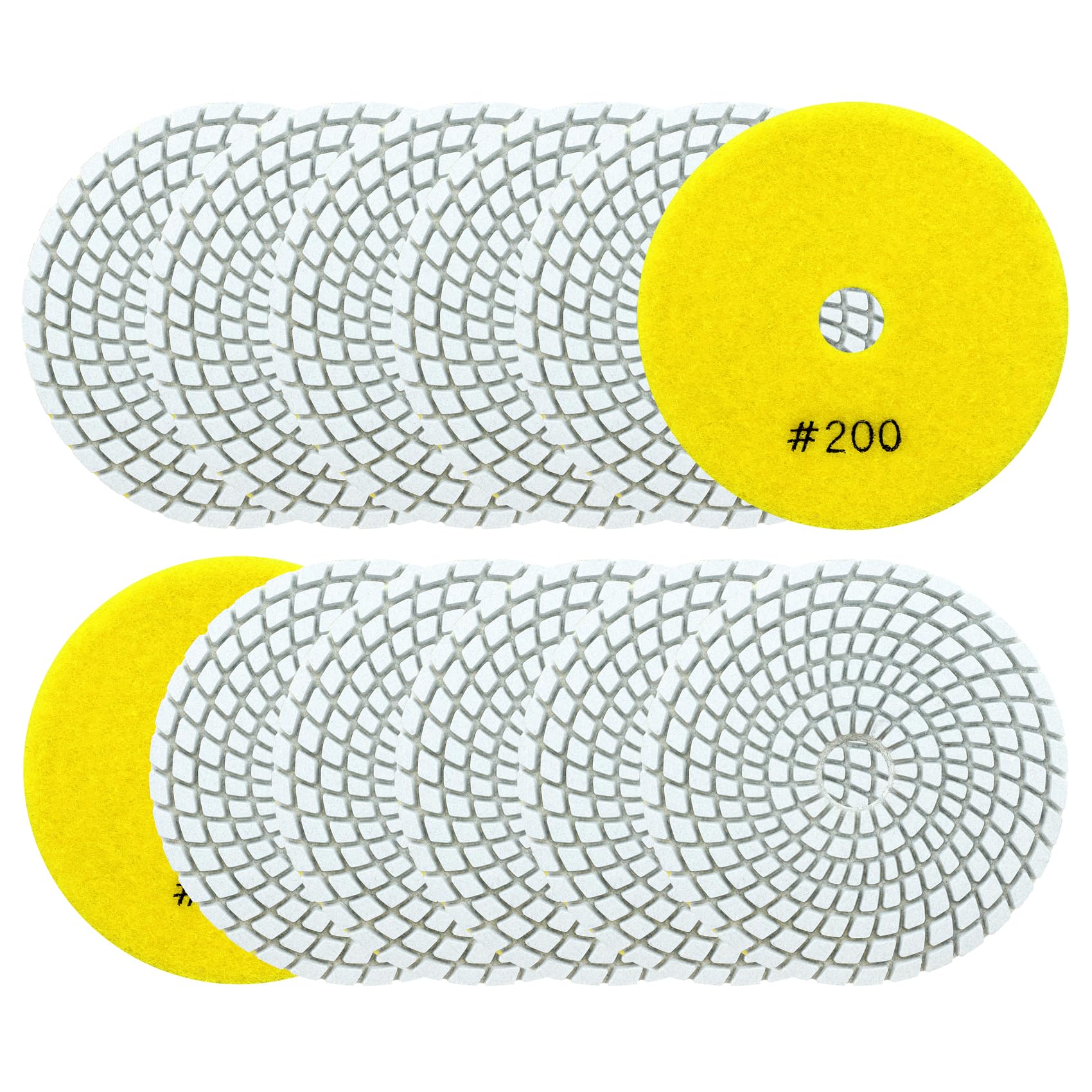 Disques ponçage marbre humide 100mm grain 200 pour granit quartz pierre artificielle