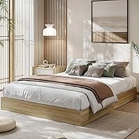 GarveeHome Queen Size Wooden Platform Bed Frame - No Headboard, No Box Spring, Sturdy Slats, Easy Assembly