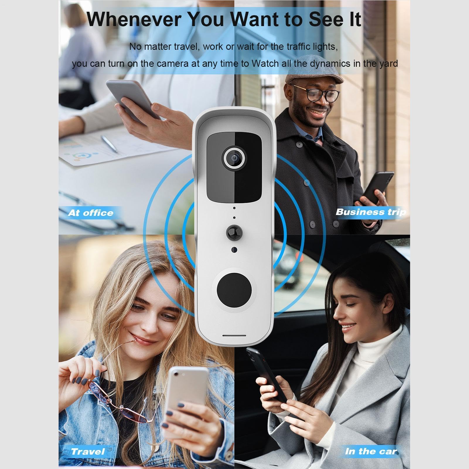 Cámara inteligente de timbre de puerta - Videoportero inalámbrico WiFi con