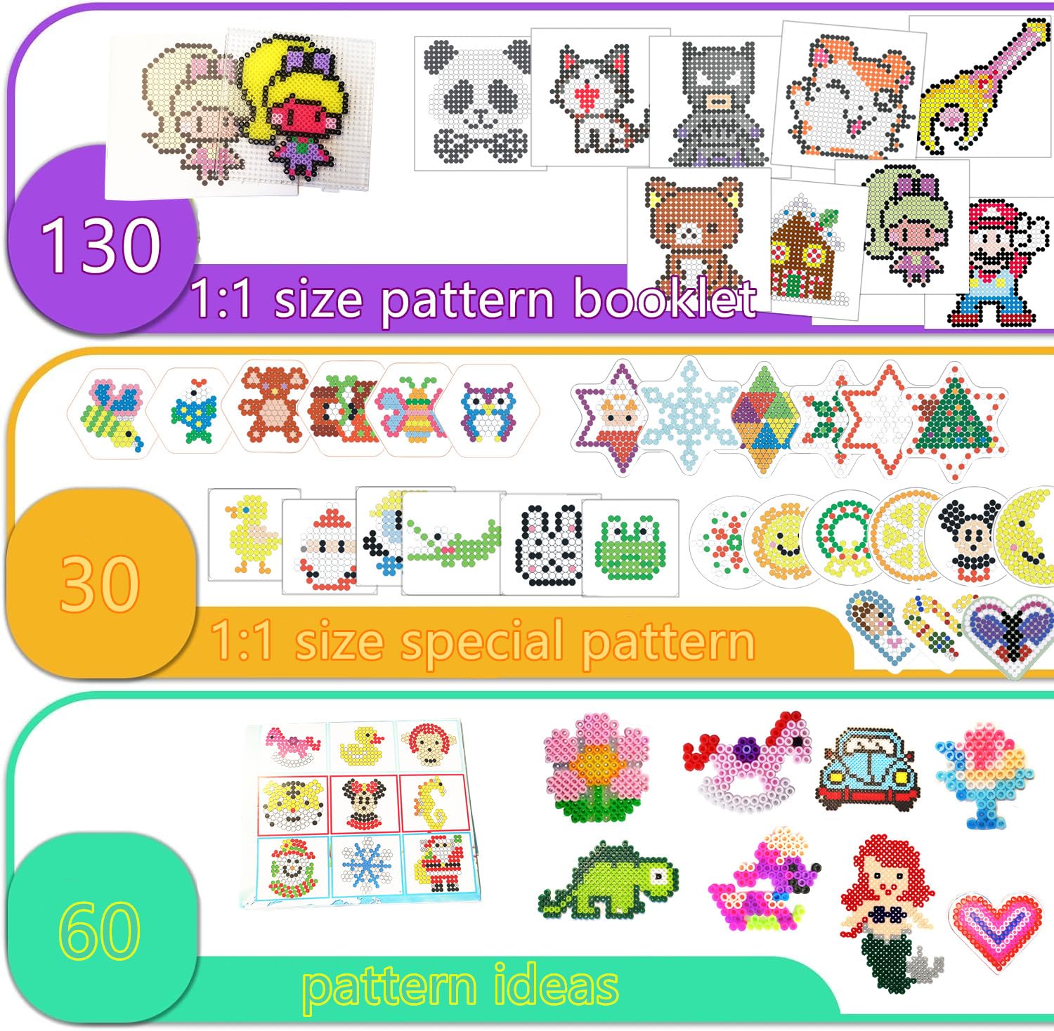 vytung Cuentas Para Planchar, 13000 Pcs 5 mm de Abalorios Cuentas,220 modelos, Plásticos Beads Kit Completo con Papel de Planchado, Plantilla DIY Manualidad para Fiesta ​Cumpleaños Niños
