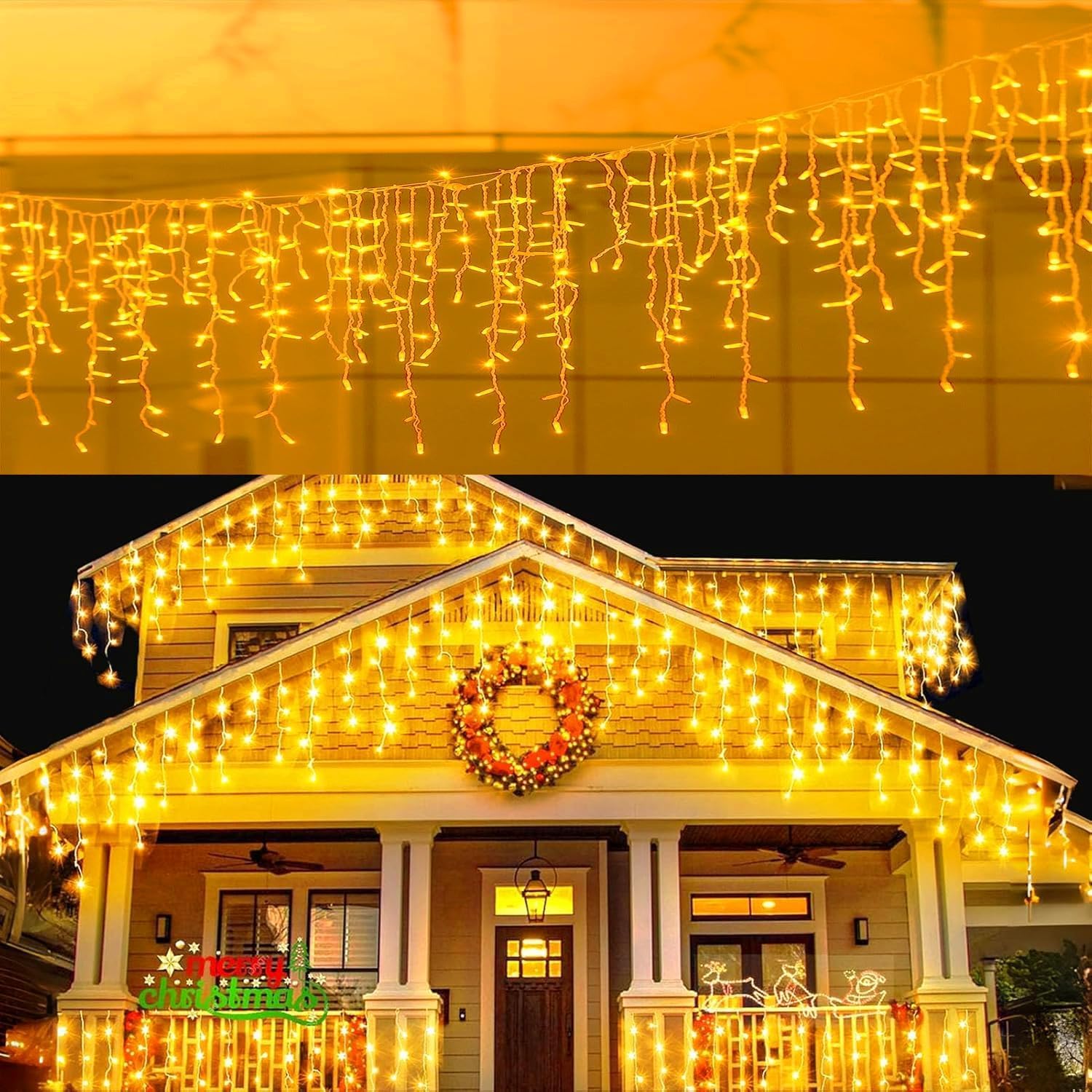 Loyyz Cortina Luces Navidad Exterior,5M 200 LED Luces Navidad Exterior de IP44 Impermeable con 8 Modos Guirnaldas Navidad Decoración de Interior y Exterior para Navidad,Fiestas,Bodas,Jardín,Ventana
