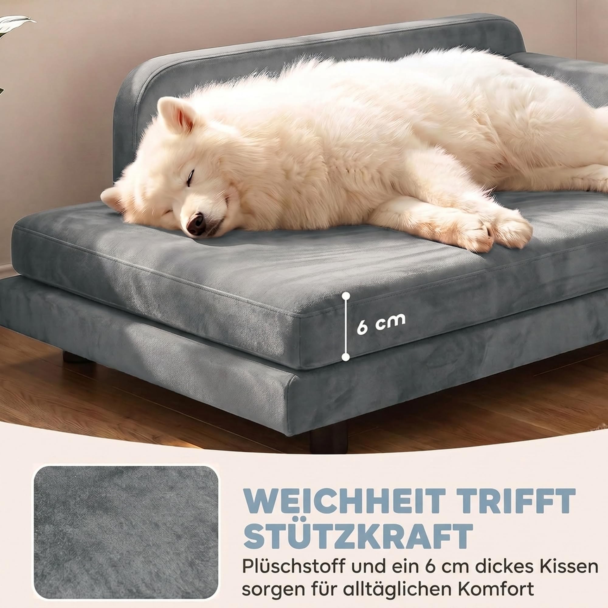 PawHut Hundesofa XL orthopädisches Hundebett mit Rückenlehne große Hunde