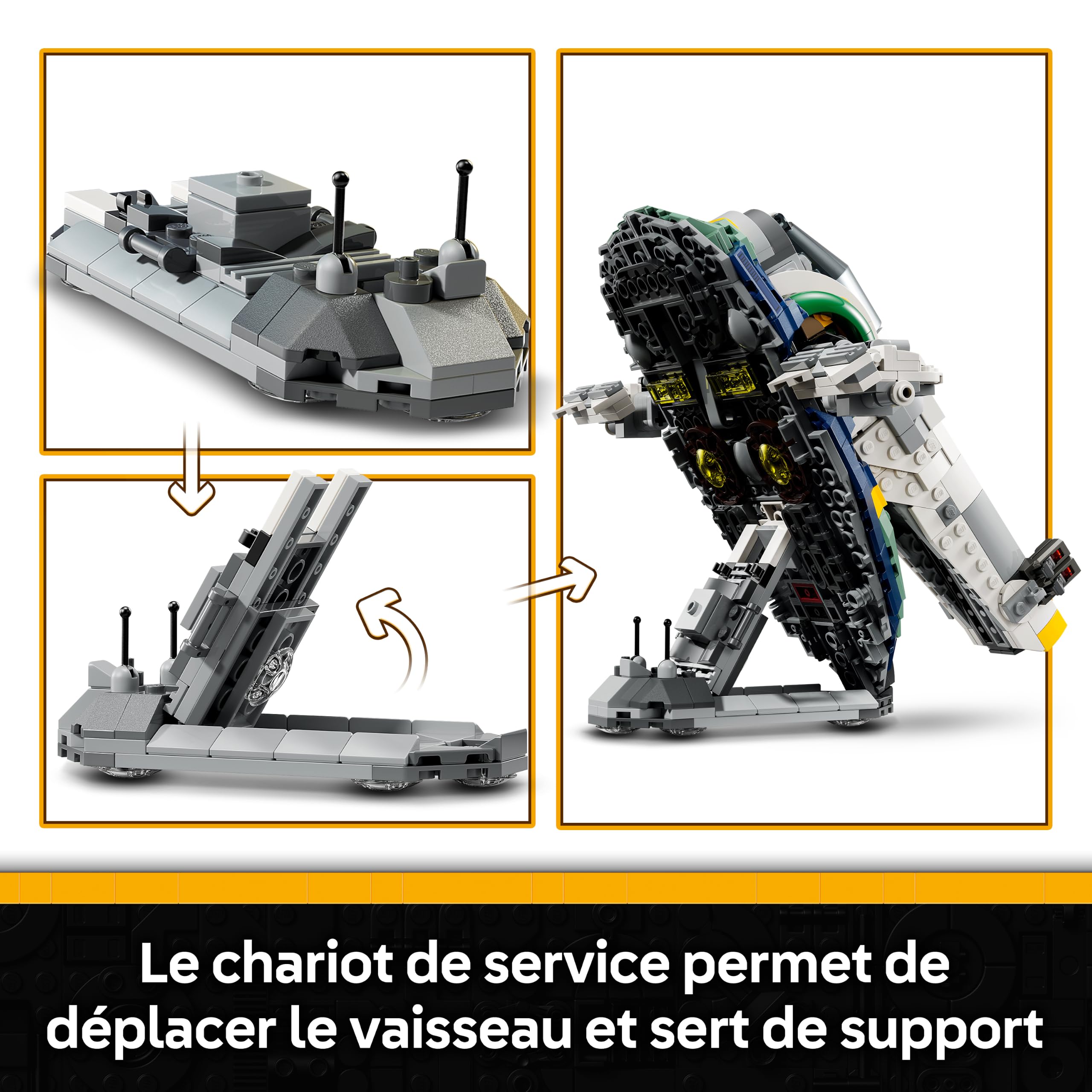 LEGO Star Wars 75433 L’Attaque des Clones Le Vaisseau de Jango Fett - Jouet de Construction avec Ailes Rotatives & 3 Minifigurines Dont Boba Fett - Décoration - Cadeau pour Garçon ou Fan dès 9 Ans