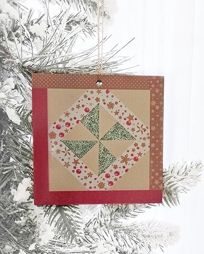 Miniatura 8 de Juego de 6 adornos navideños de madera estilo granero, 3 x 3 pulgadas, doble cara, rústico, casa de campo, estilo vintage, muñeco de nieve, copo de