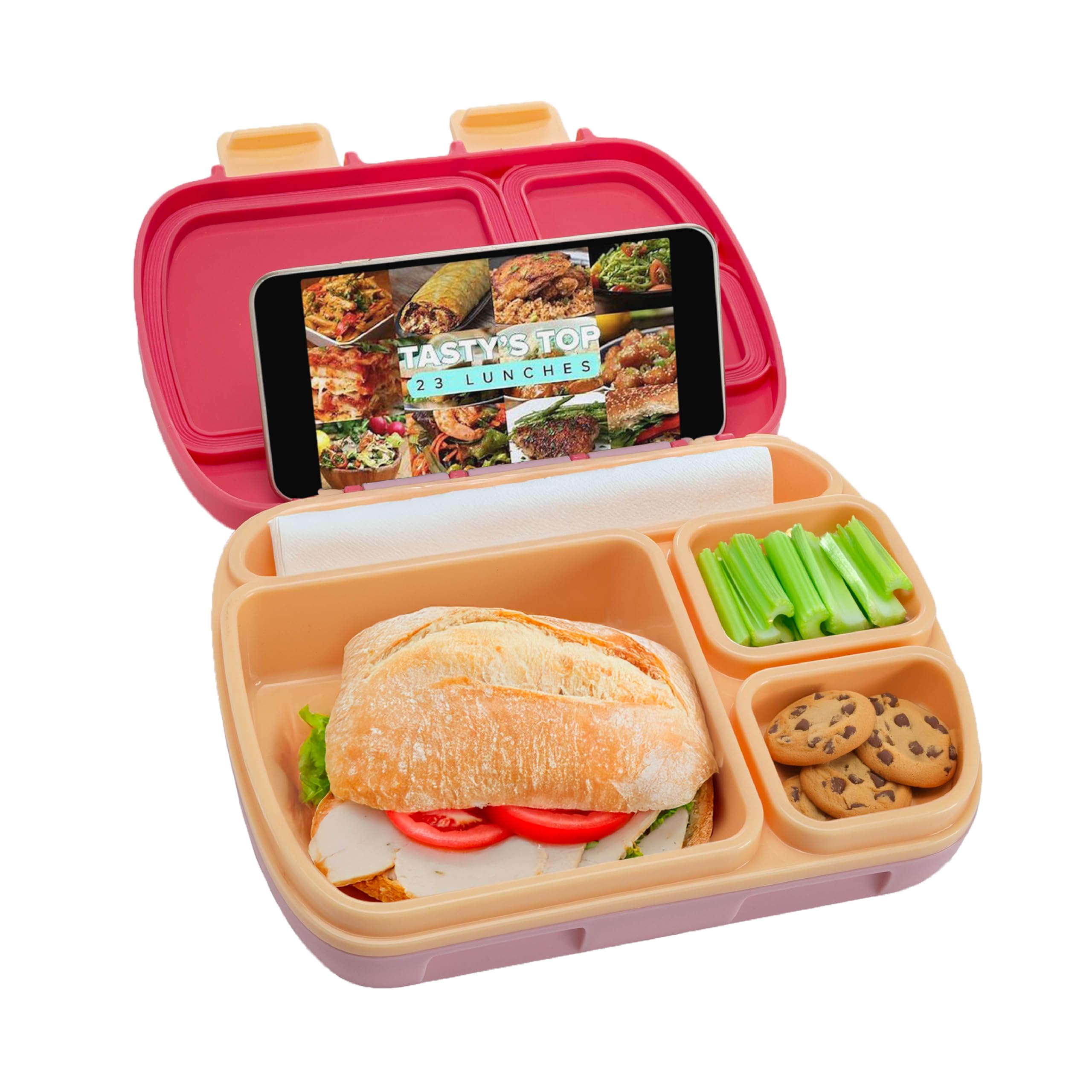 Amazon.com: Tasty Bento Style Lunch Box, 4 Compartments with Built