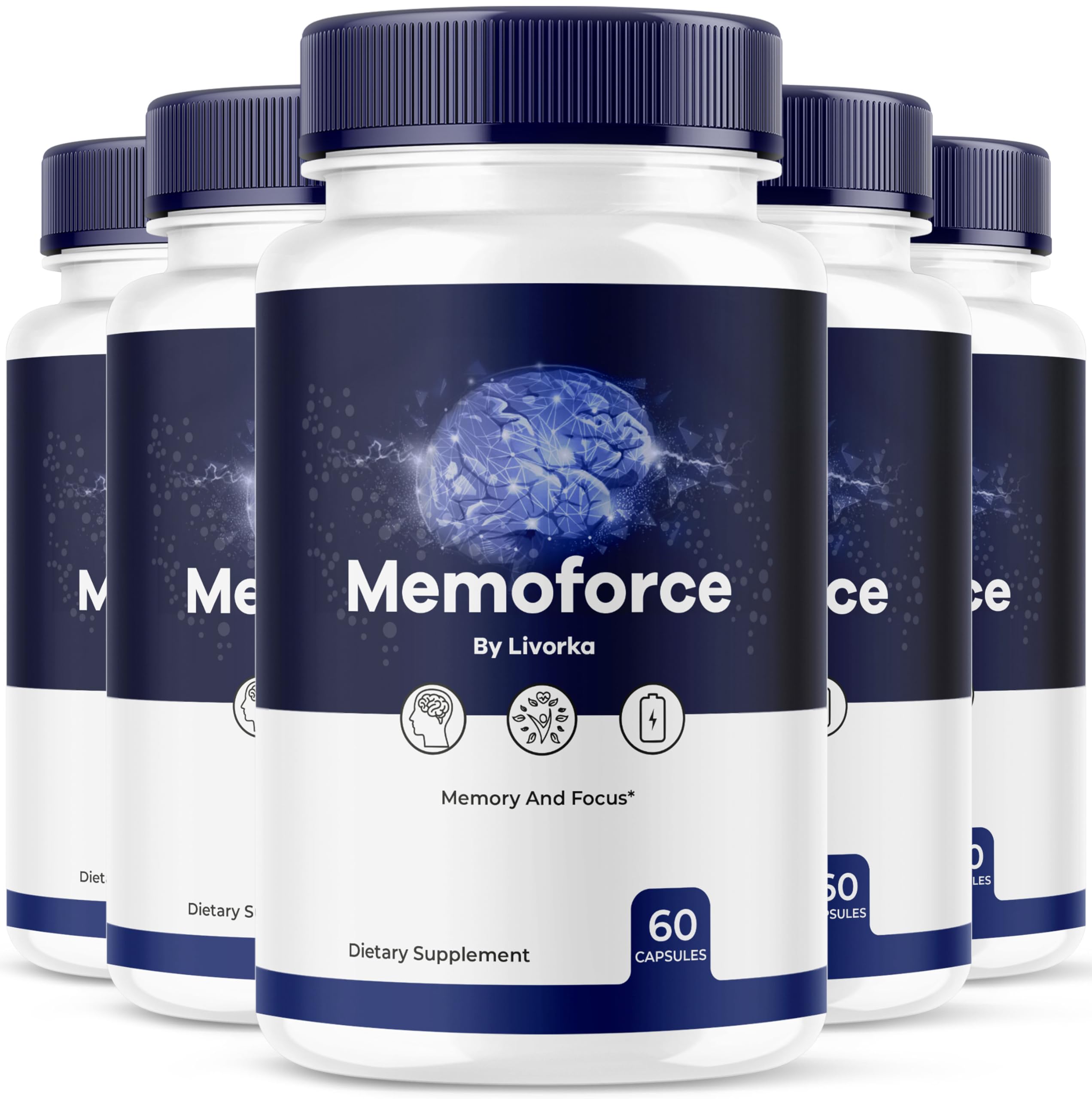 (5 Pack) Memoforce Brain Supplement - Official Memoforce Premium Formula Pills, Advanced Support Memo Force Brain Supplement For Wellness & Overall Health, Memoforce Reviews, 300 Capsules For 5 Months