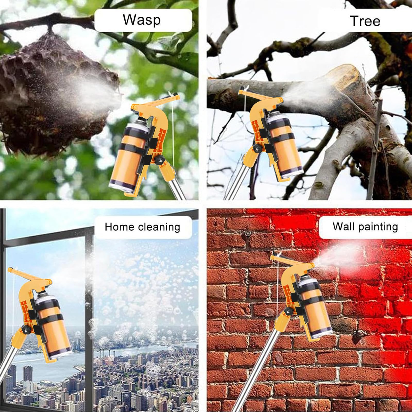 Prolunga per Supporto Bomboletta Spray,Adattatore per Supporto Spray Estensore 3.6M,Adattatore per Asta di Prolunga per Bomboletta Sprays,per Nidi di Vespe,Calabroni,Api