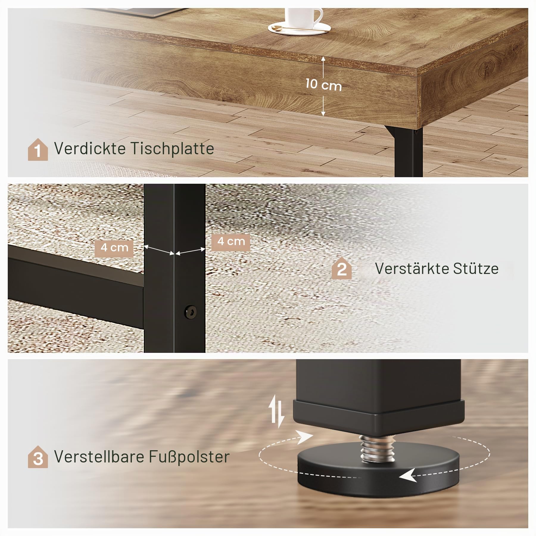 Tribesigns Industrieller Chefschreibtisch, Computertisch für Heimbüro, rustikaler einfacher Computer-Laptop-Tisch mit starken Metallbeinen, Arbeitsschreibtisch, Business-Arbeitsplatz (Holz)