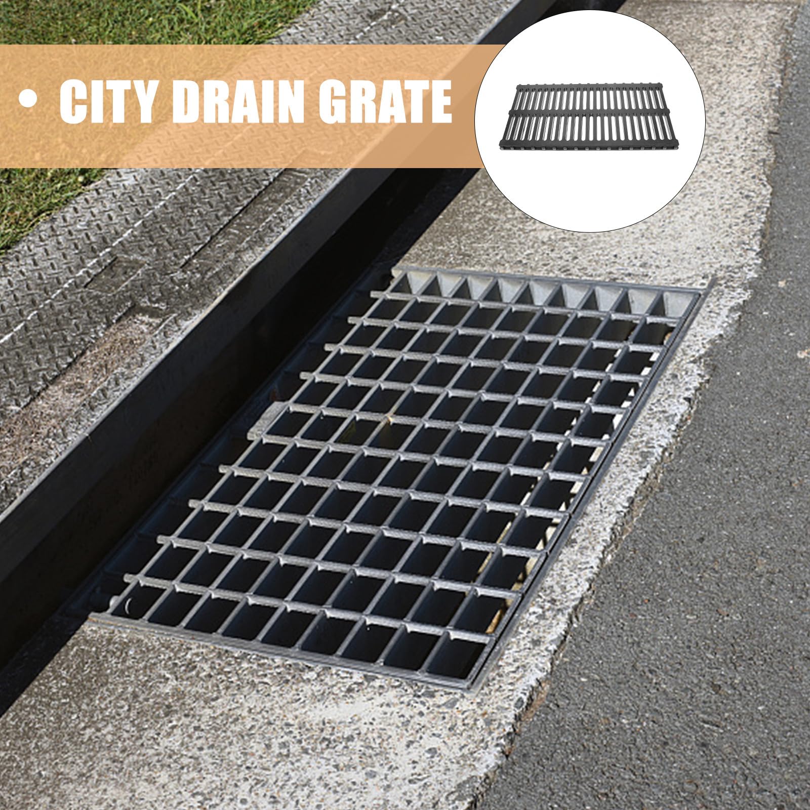 Wymienna plastikowa pokrywa odpływowa kanalizacyjna - 500 x 240 x 20 mm ruszt do pojazdów wytrzymały zewnętrzny drenaż wody deszczowej konstrukcja z żywicy