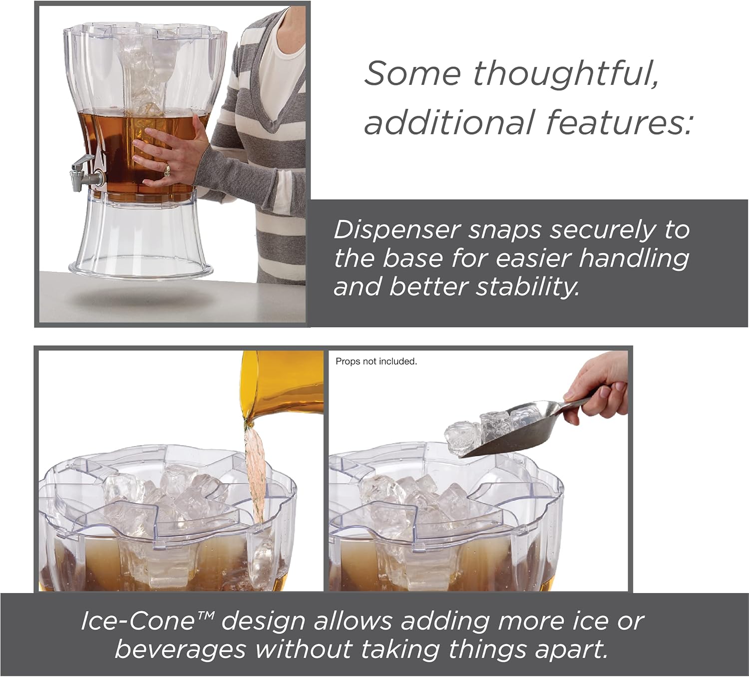 Buddeez 3.5 Gallon Clear Drink Dispenser - Built In Ice Cone and Spigot for Easy Pouring - Party-Perfect Serving Station with Chalk Board Tag - Image 3
