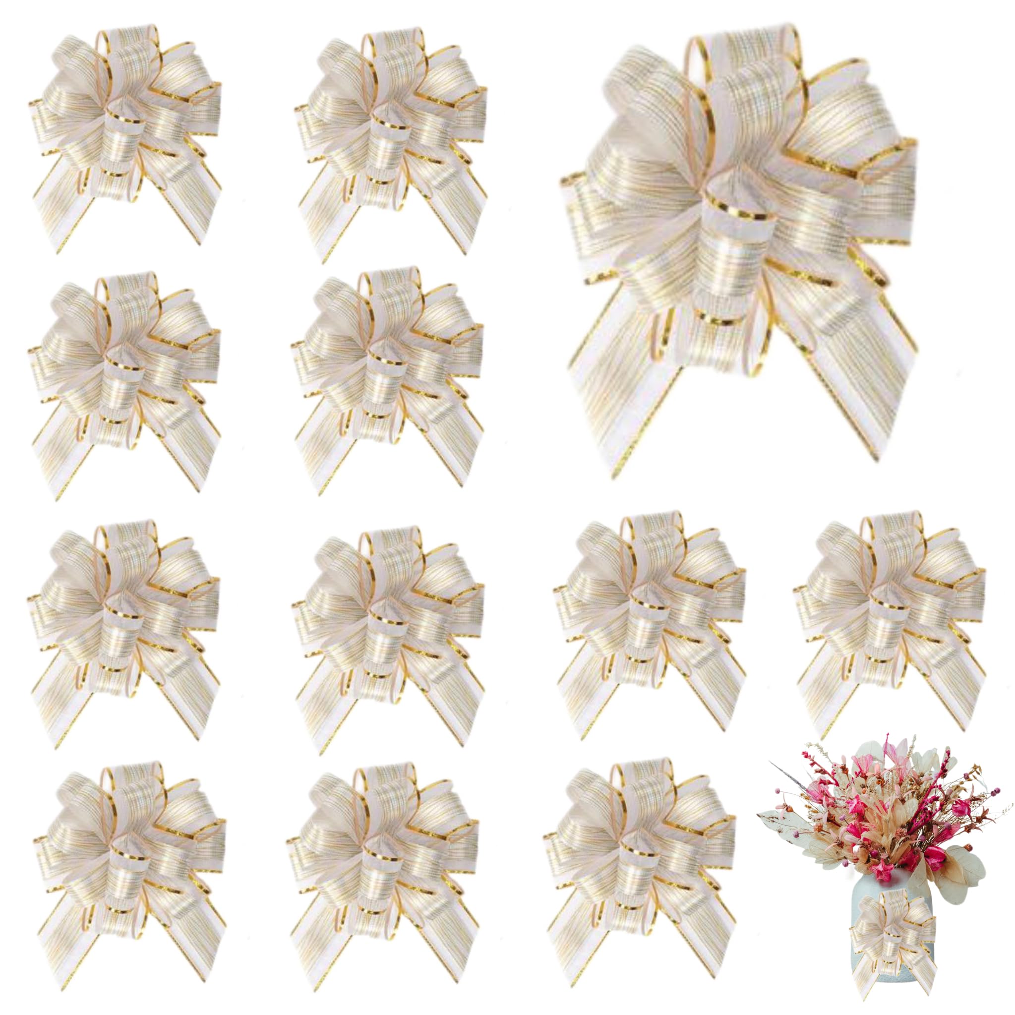 Lot De 10 Grands Nœuds à Tirer En Ruban Avec Un Rouleau De Ruban Cadeau Rouge Pour Gros Cadeau, Paniers,Tulle Voiture,Kit