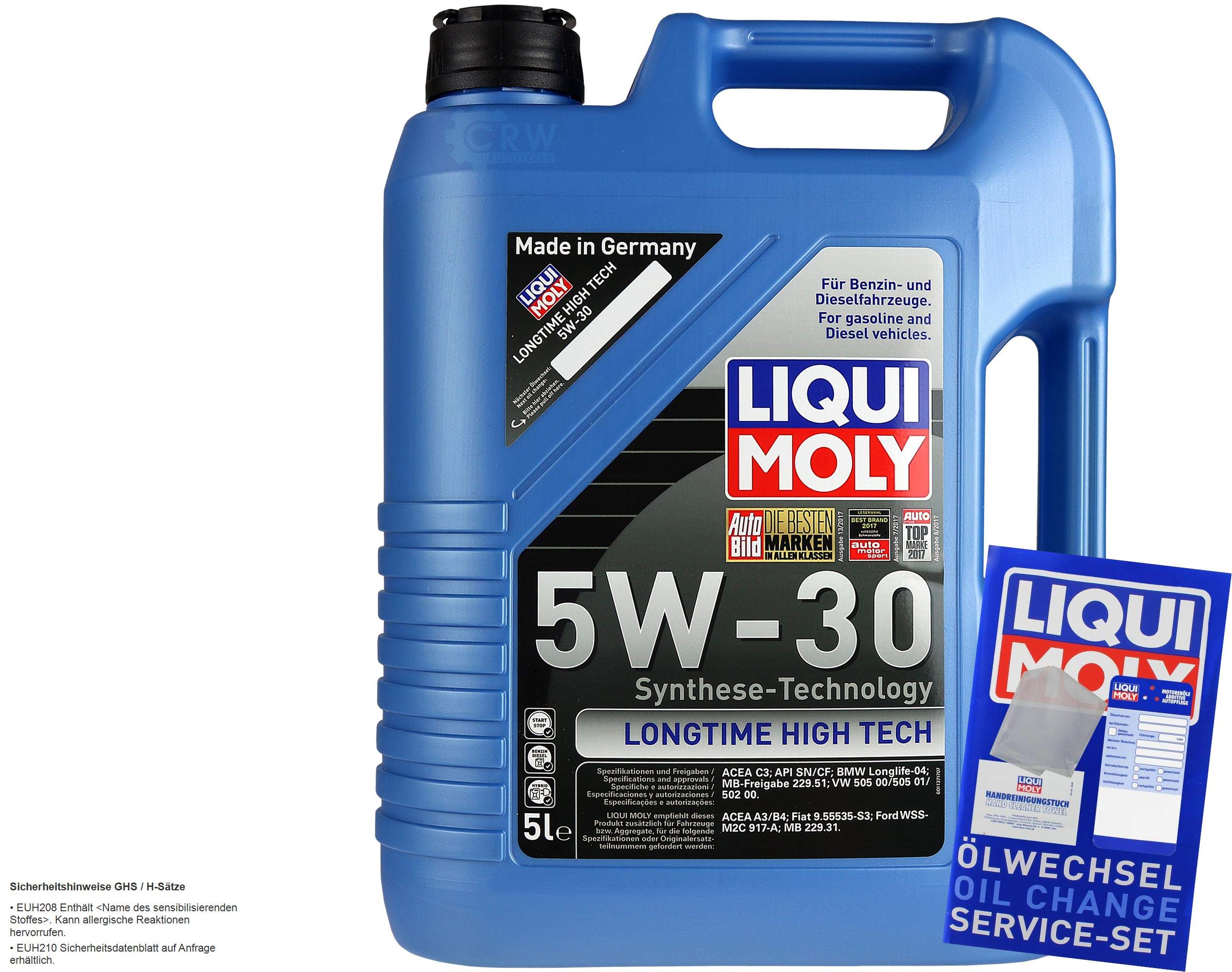 Pacchetto di ispezione 10 L LM LT High Tech 5W-30 Olio Motore Auto + filtro olio Mann, 5 pezzi