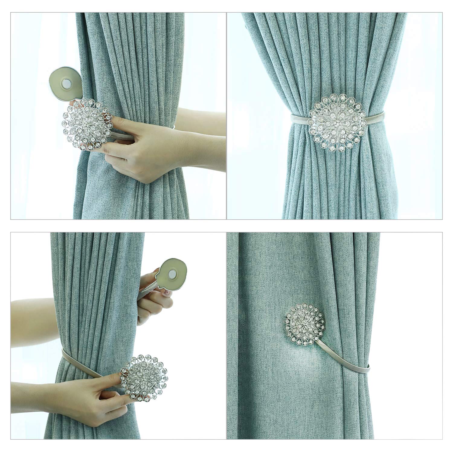 PATIKIL Rose Flower Curtain Tiebacks, 2 Pc Fermacurtain Artificiali