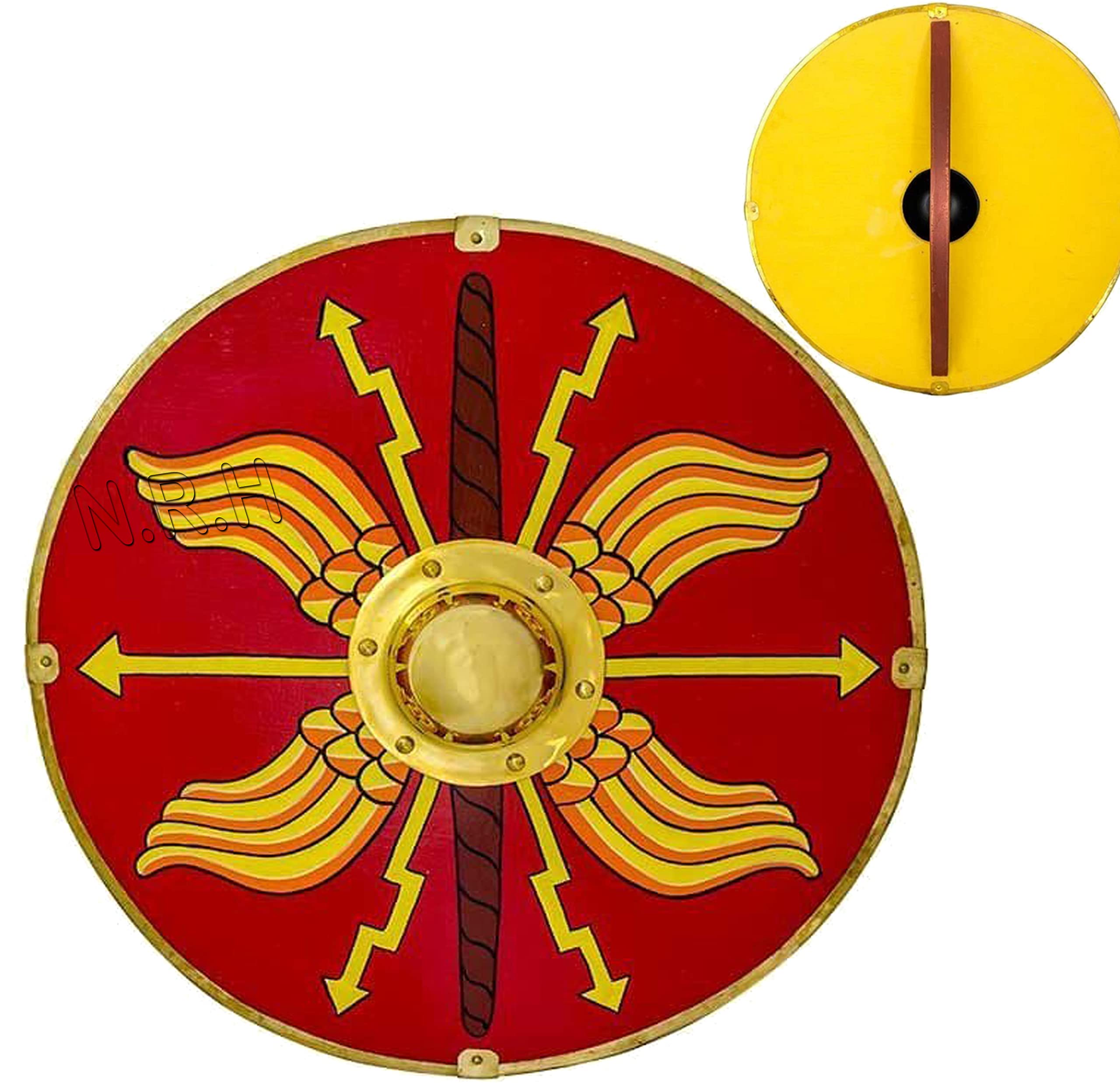 Nautical Replica Hub Medieval Knight Shield Handcrafted Metal Shield Round Wooden Armor Shield