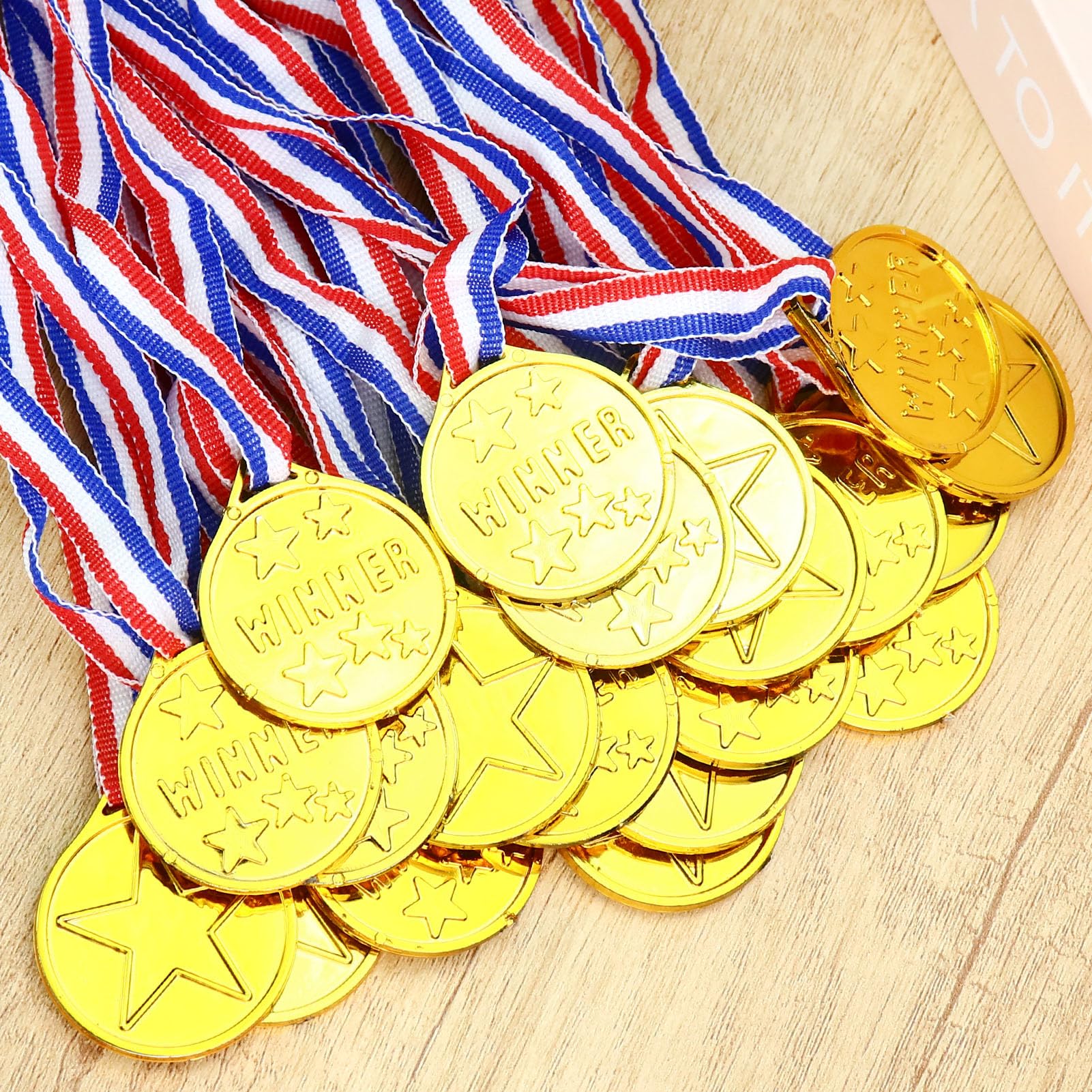 20PCS Gold Medals, Plastic Gold Winner Award Medals for Sports Competition | Gold Medals with Ribbons, Lightweight all...