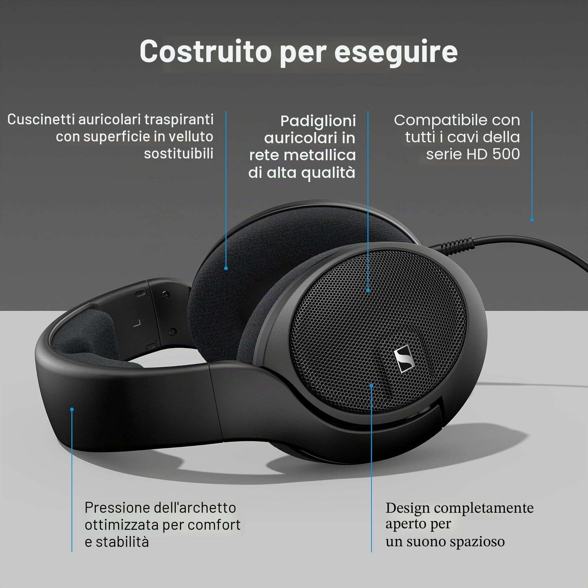 Sennheiser HD 560S Cuffia Aperta Reference-Grade, Jack 3.5 mm, Nero