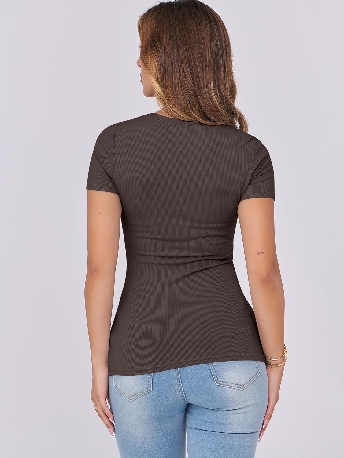 Mujeres Manga Corta Cuello Redondo Ajustado Camisas Verano Camiseta Básica Camiseta Prendas para el torso - Imagen 150 de 186