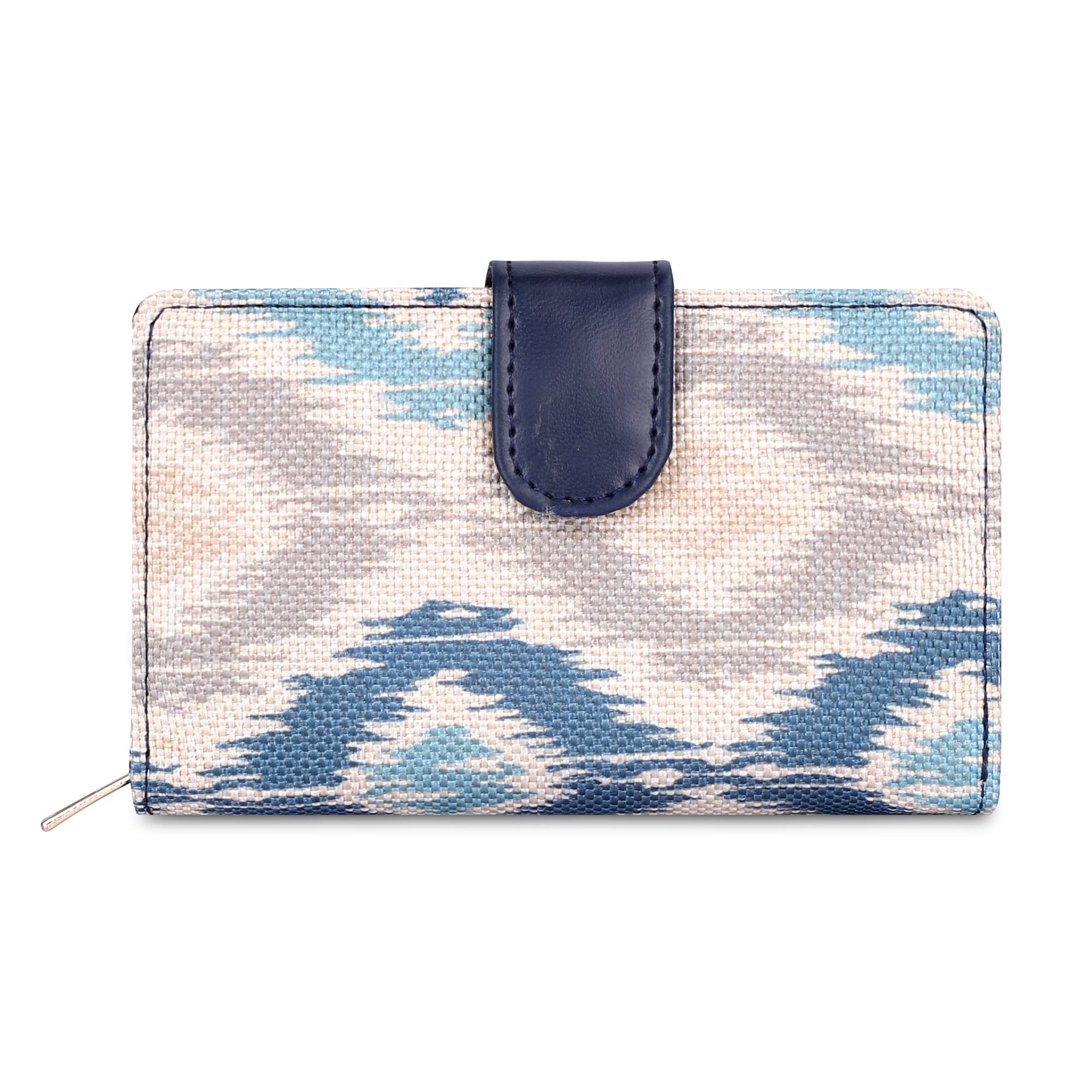 Fab Series Printed Handicraft Fabric & Vegan Leather Ladies Wallet Clutch Purse for Women Girls with Multiple Compartments (Pearl-Patola Design)-image-16