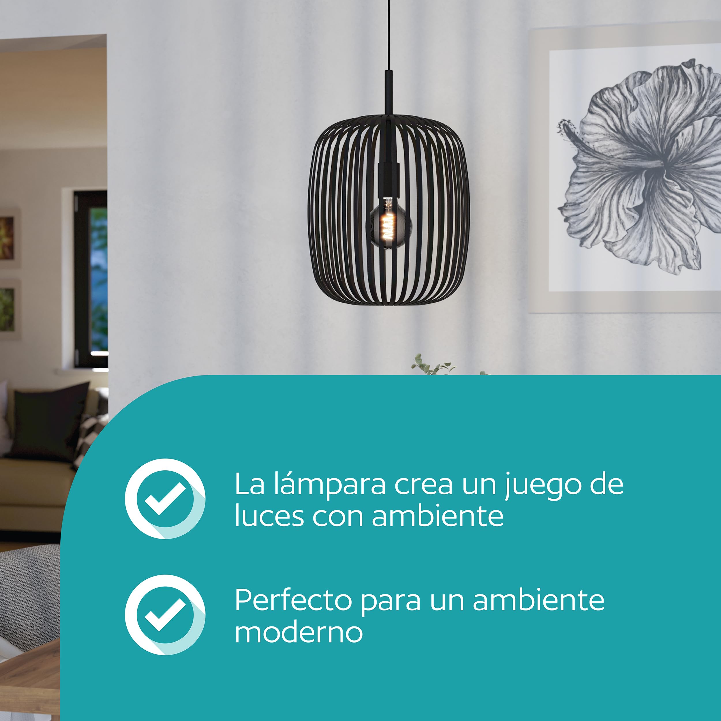 EGLO Romazzina Lámpara colgante para mesa de comedor con 1 luces, de metal