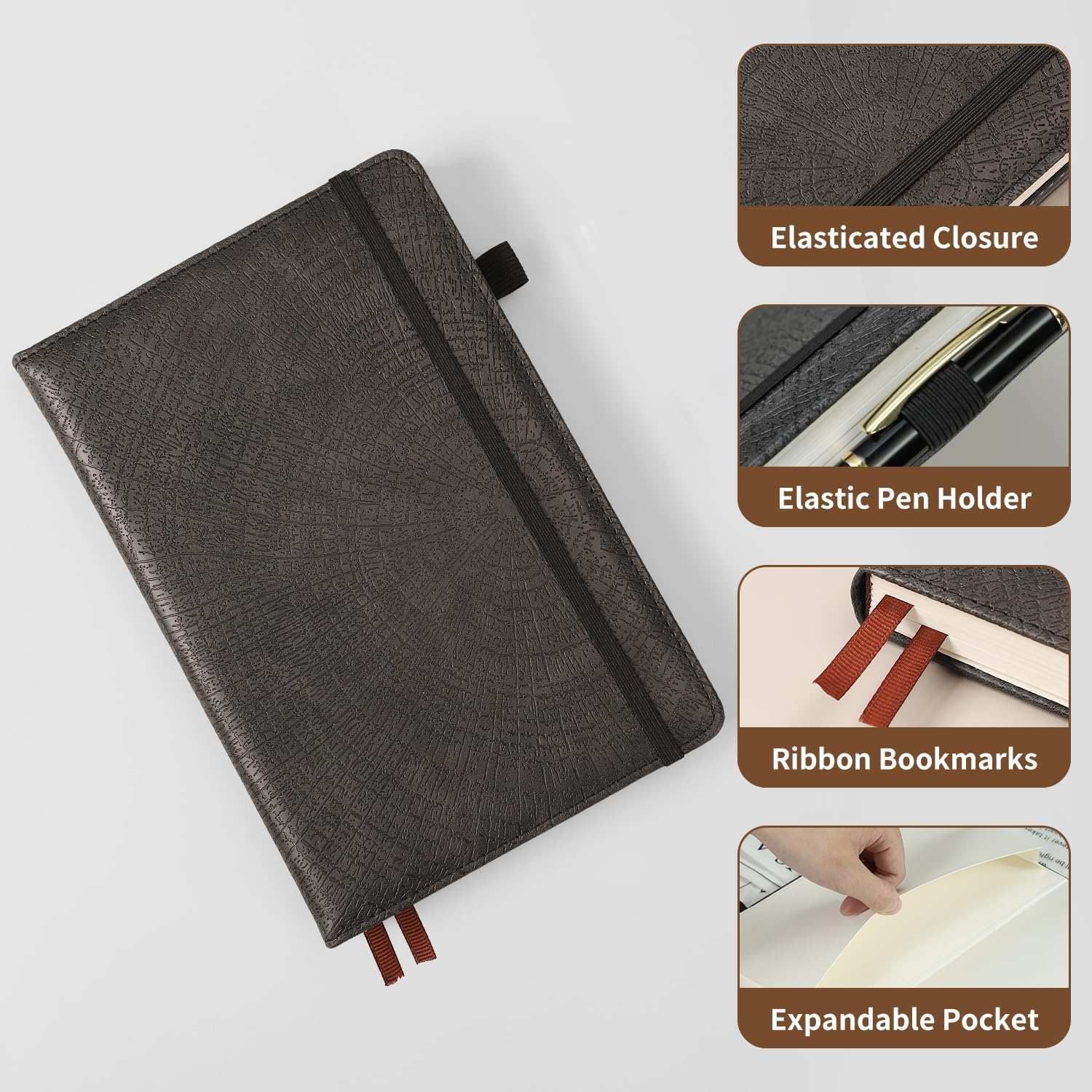 Vintage-ledernotizbuch, A5, Liniert, 256 Dicke Seiten (14,5 X 21 cm), Ideal Für Tägliche Notizen, Schulhefte, Arbeit Und Kreative Ideen Black