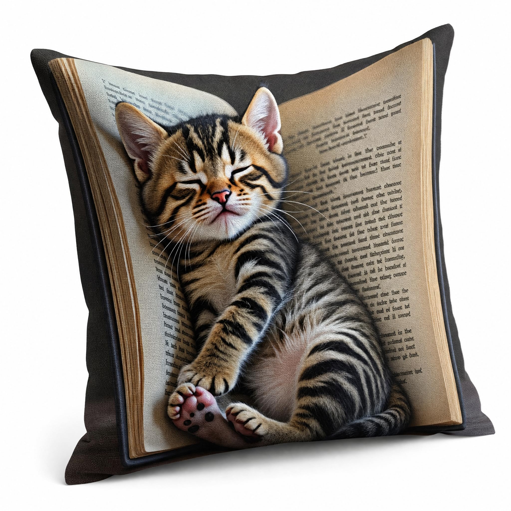 Decorative Cushion Cover 50 x 50 cm Short Fleece Lovely Cat Motif for โ image 1