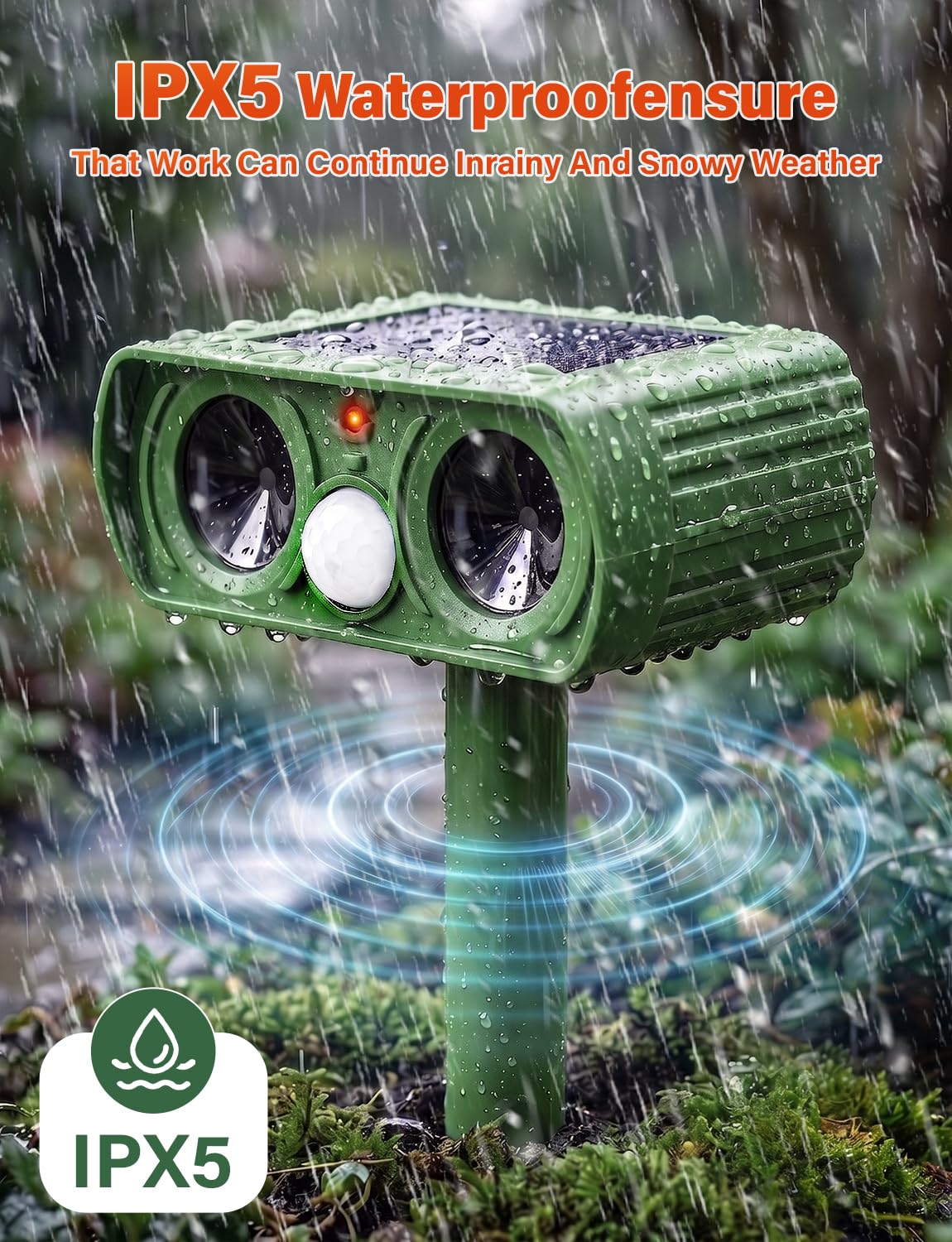 Ultrasonic Cat Repellent for Gardens Uk with AI Variable Frequency, PIR Motion Sensor & Flashing Light - Image 6