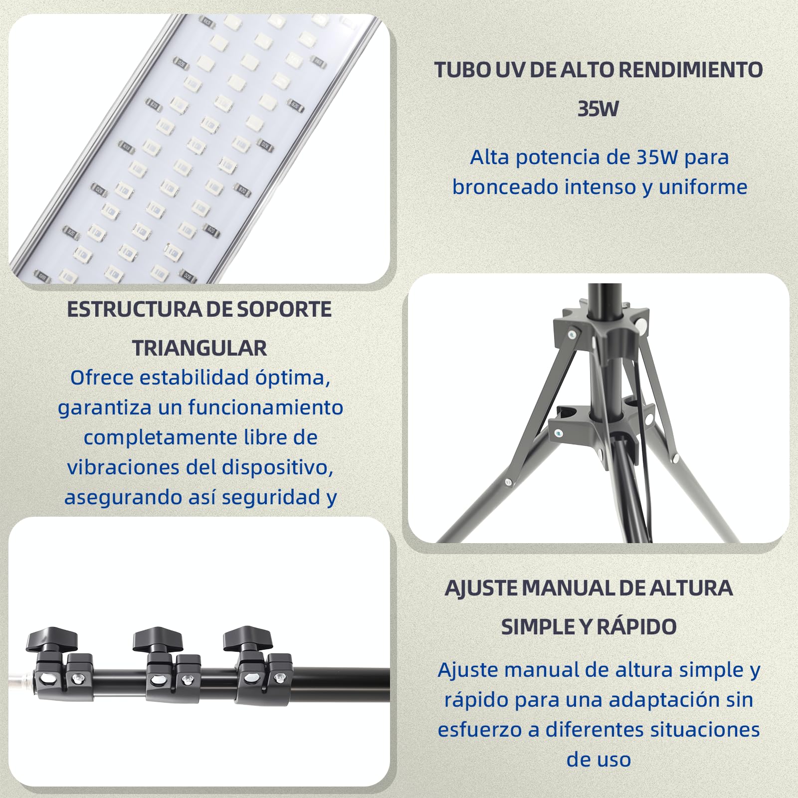 Lámpara de bronceado 432 LED 460 nm 490 nm 60 W para hogar