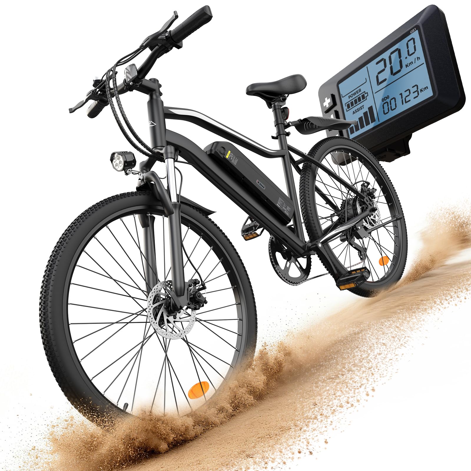 Finbike EB3S E Bike für Erwachsene, 36V 15Ah Akku, 100 KM Max Reichweite, Elektrofahrräder mit 4 Stunden Schnellladung, 26 Zoll EBike Mountainbike mit Gefederter Vordergabel, 7 Gang Schaltwerk