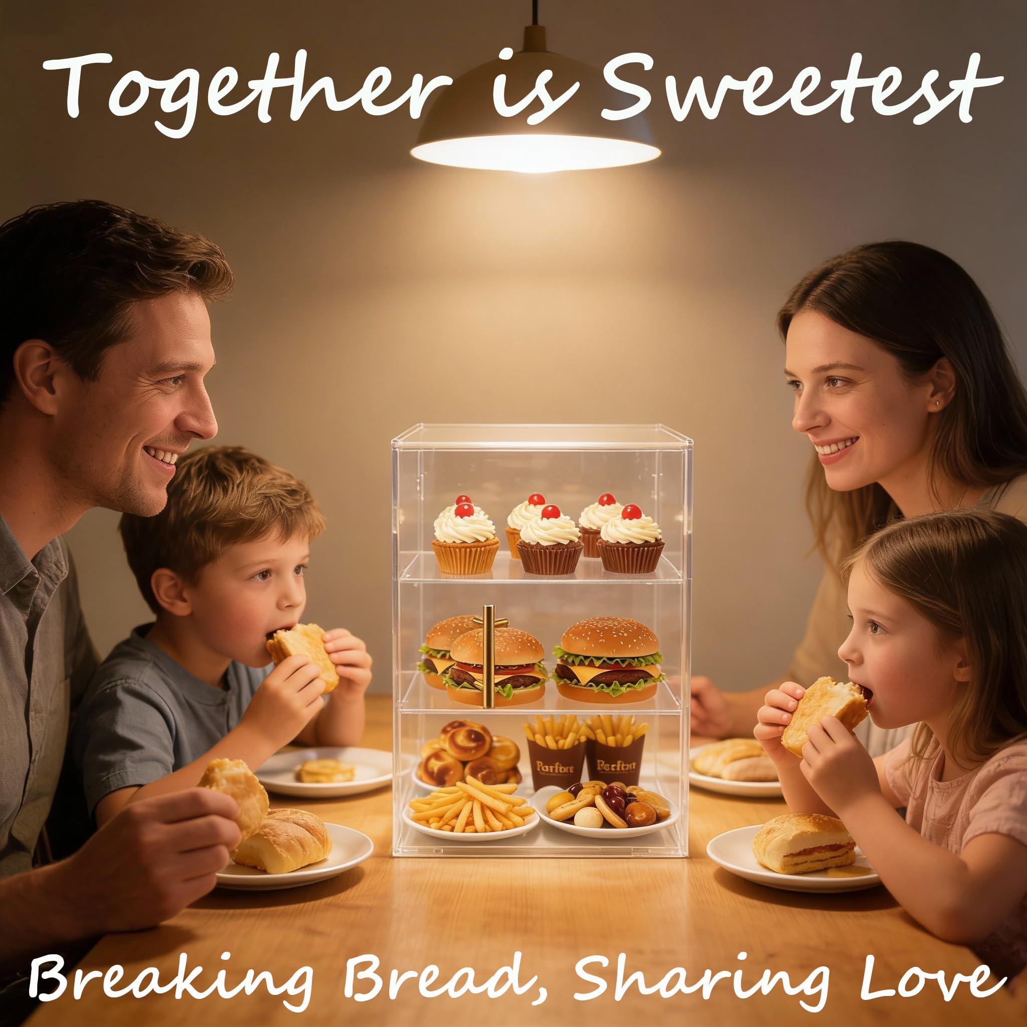 Vitrina para Panadería, Panera y Mostrador para Pastelería de Encimera de Cocina, Acrílico de 3 Niveles para Donas, además Organizador para Condimentos y Artículos de Tocador