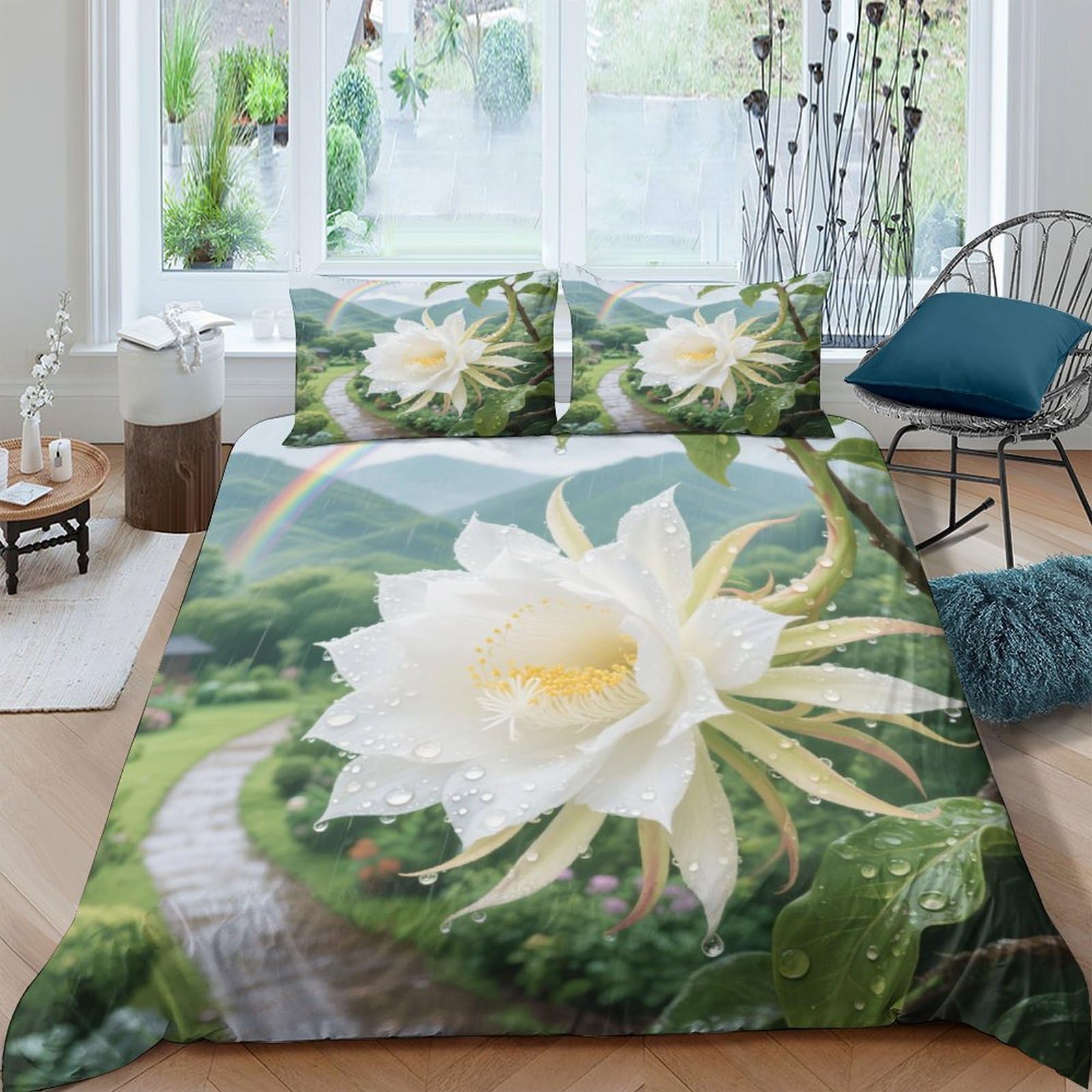 Housse de couette Épiphylle 3D 220x240cm en microfibre avec ses deux taies d'oreiller