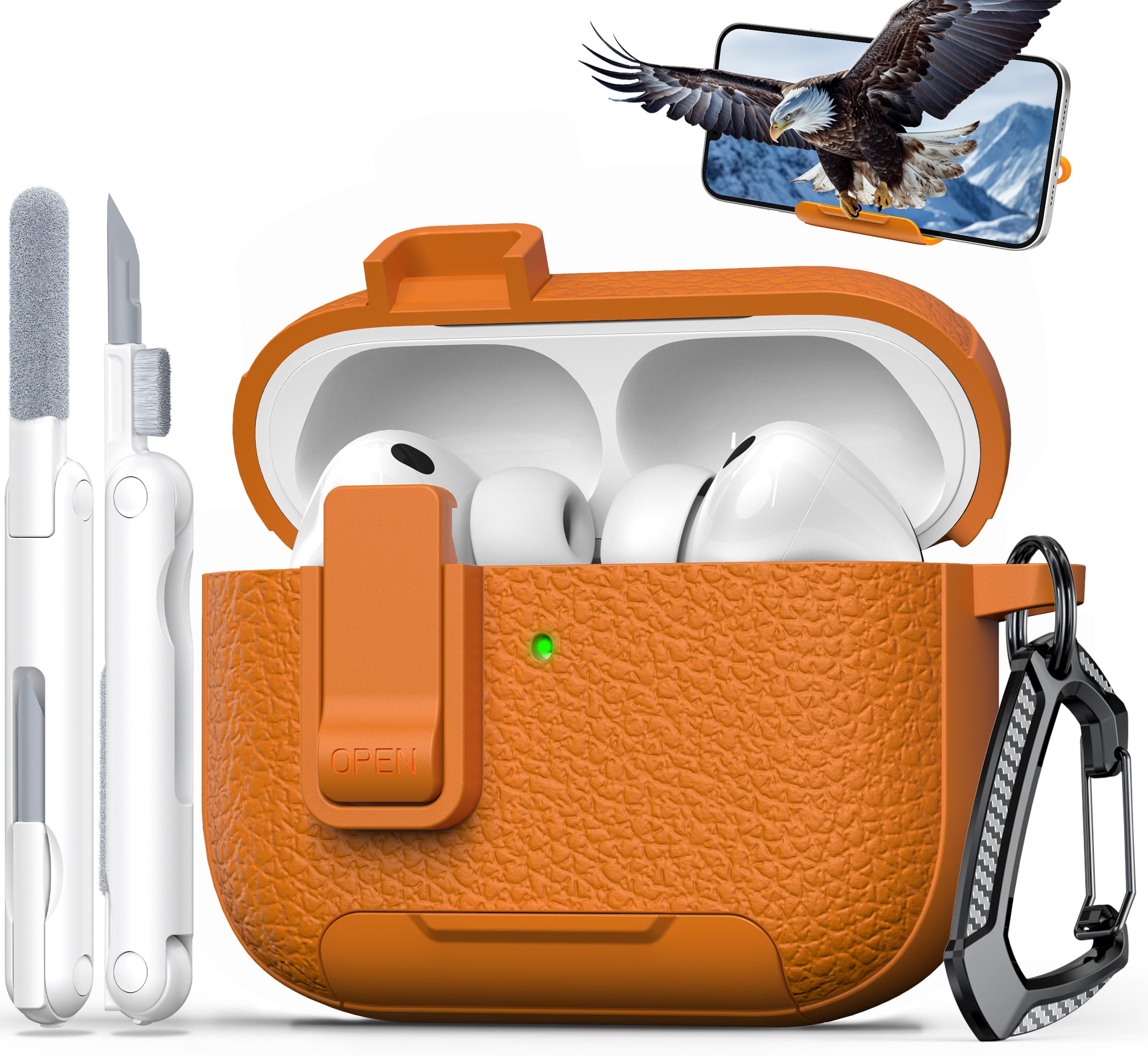 Air Pod Pro オレンジ　ケース Amazon | ZENIX DESIGN TECH airpods pro 用 ケース カラビナ付き PU