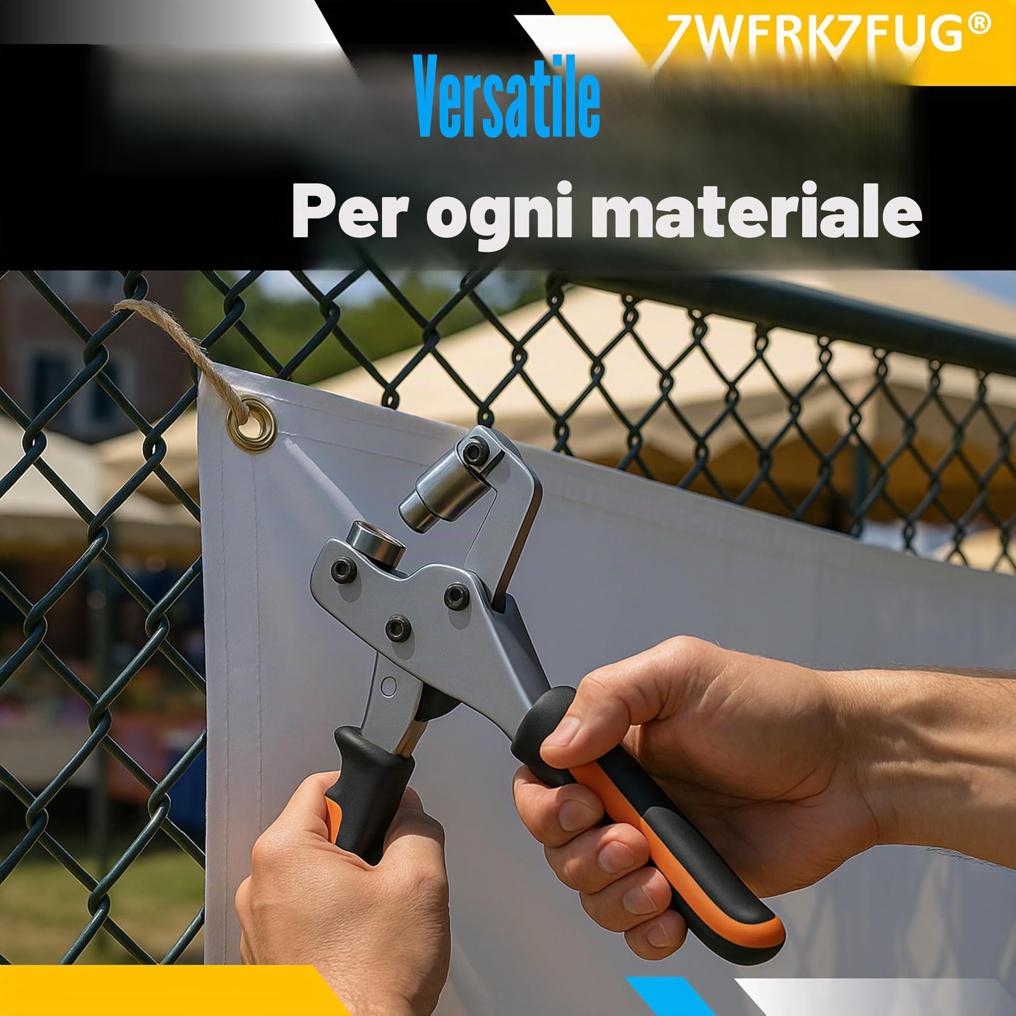 Set di pinze per occhielli professionali con 2 ricambiati, set di occhielli (diametro 10 mm), pressa magnetica per occhielli per tessuti, teloni e tende da sole (pinza per occhielli)