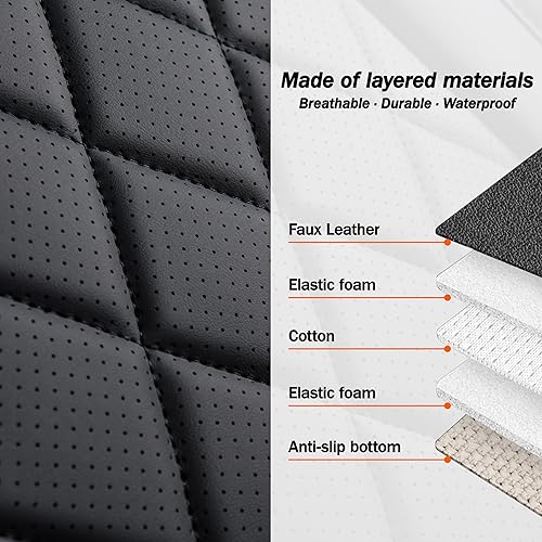 Miniatura 5 de Juego de 2 fundas de asiento delantero para Ford F150, protectores impermeables de cuero, se adapta a la medida Super Crew Cab 2015-2025 (XL XLT),