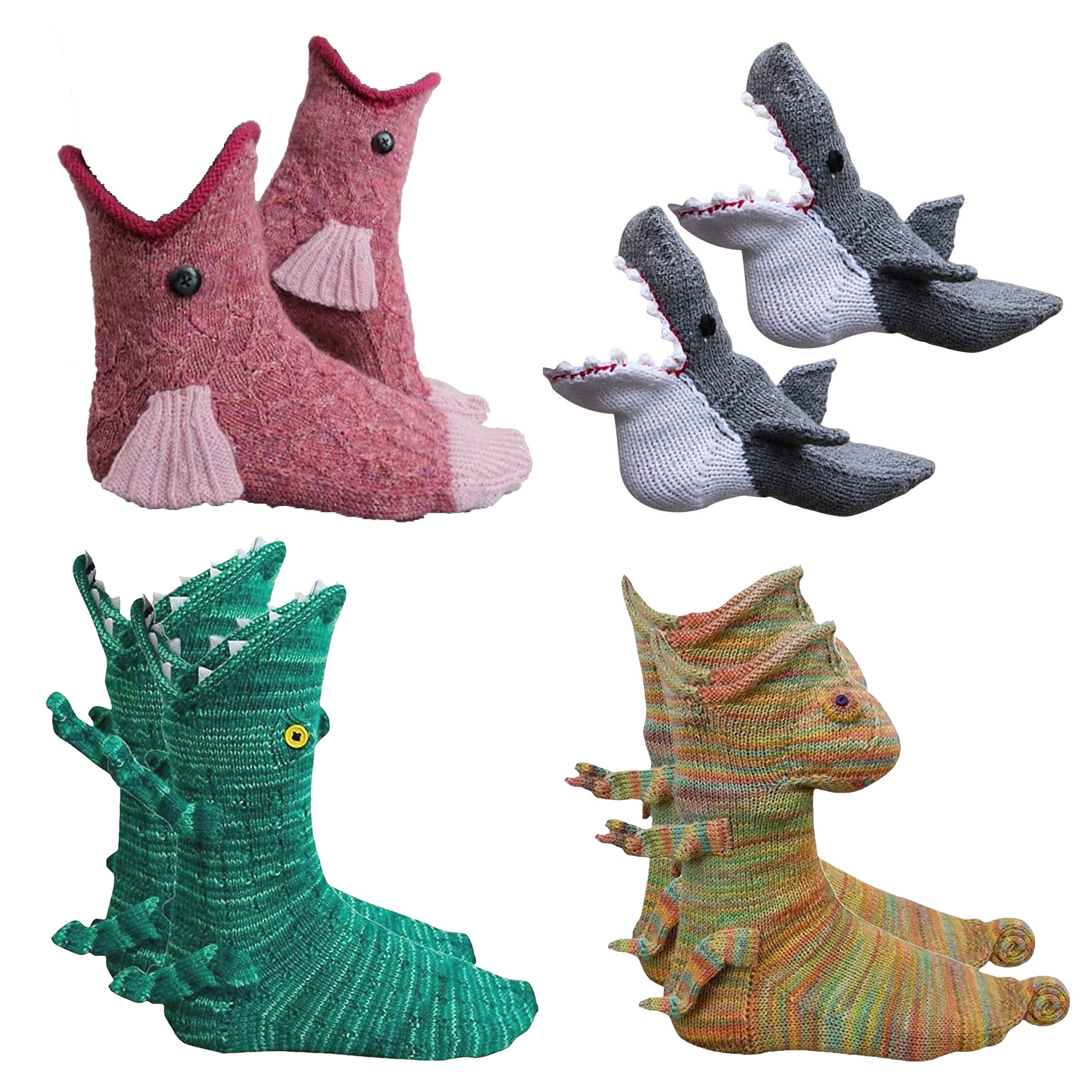 Aopnn Unisex Crocodile Knit Animal Socks, Whimsical Alligator Knitting Cuff Funny Winter Warm Floor Socks, Christmas Gift (Crocodile), 10 (001)