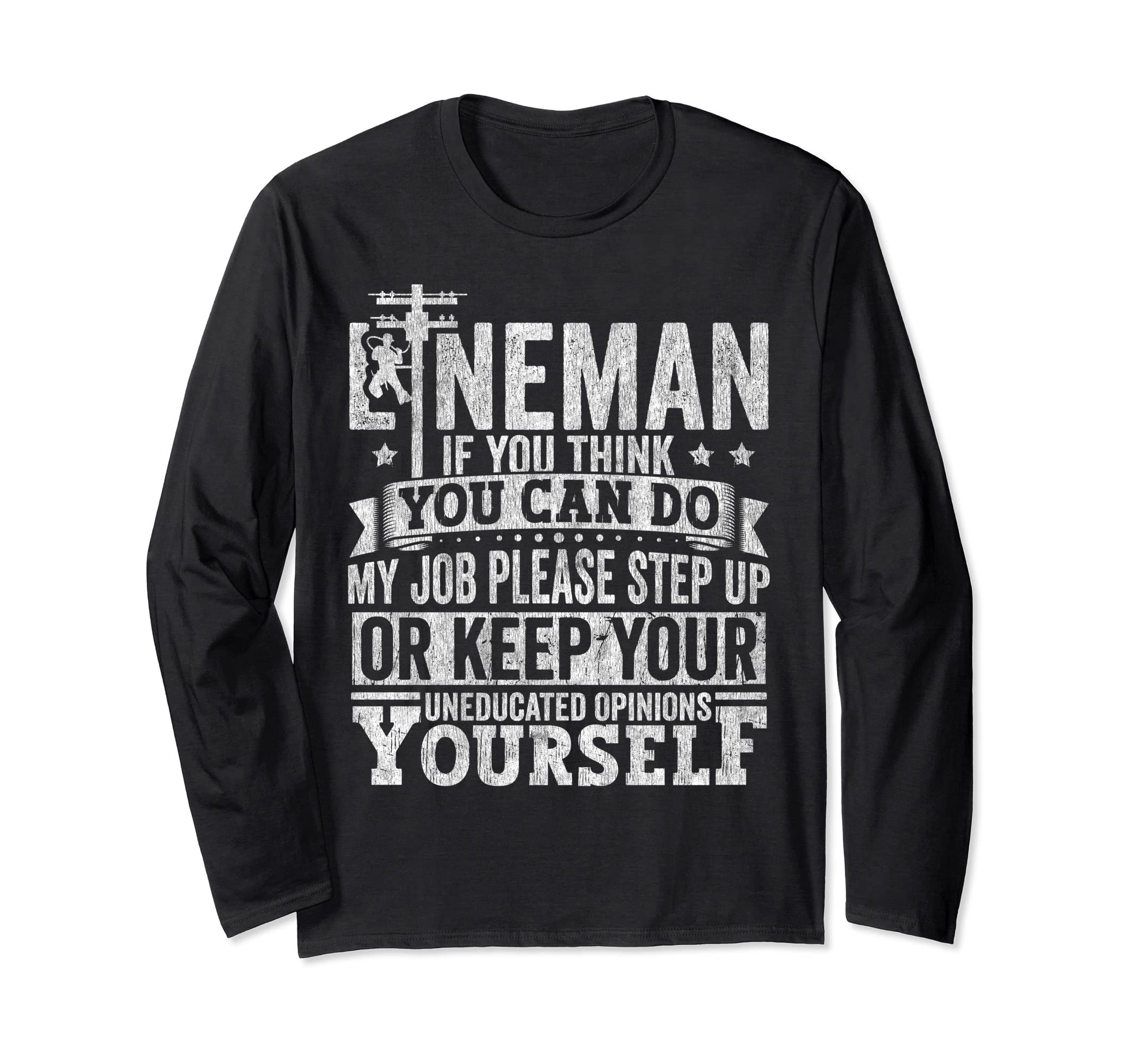 Funny Lineman Gifts For MenLineman Apparel Electrician Power Pole Eletric Lineman Men Long Sleeve T-Shirt