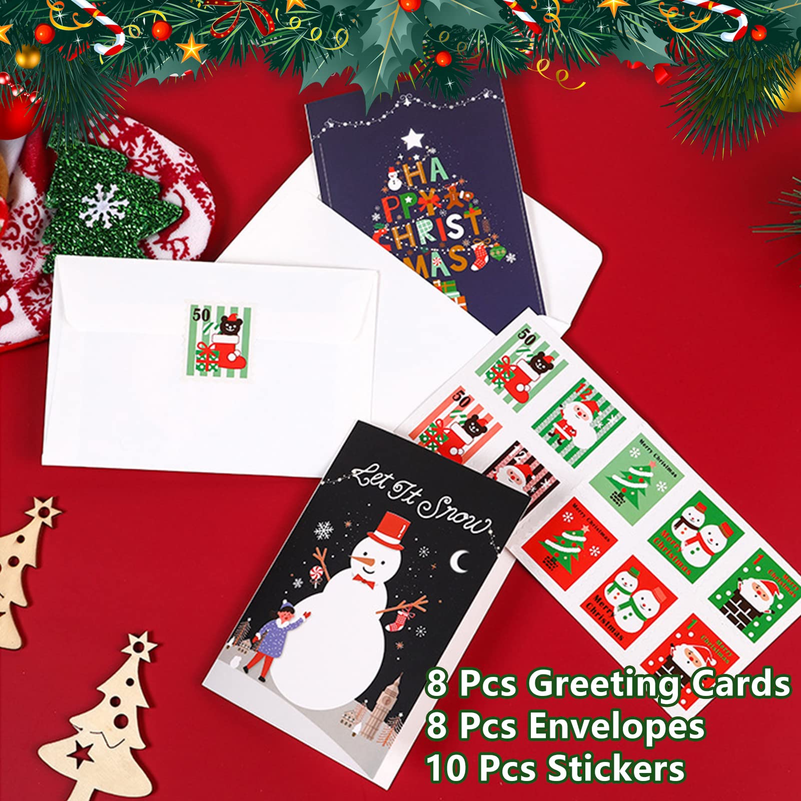 24 Pezzi Cartoline di Natale, Biglietti di Auguri Natalizi