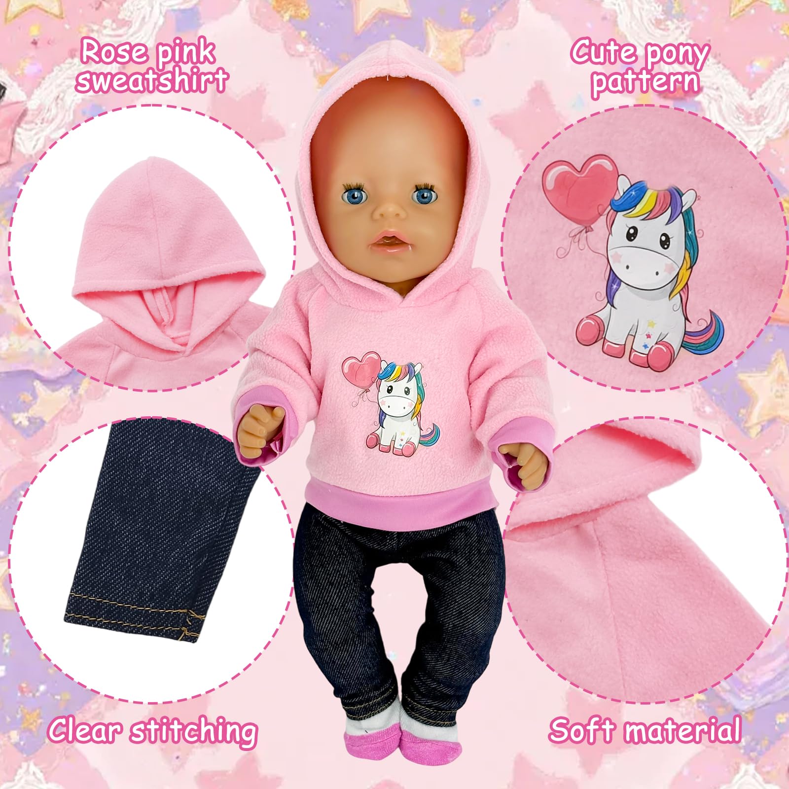 5 Pcs Sweet Doll Clothes for 14-18 Inch Baby Dolls - Image 3