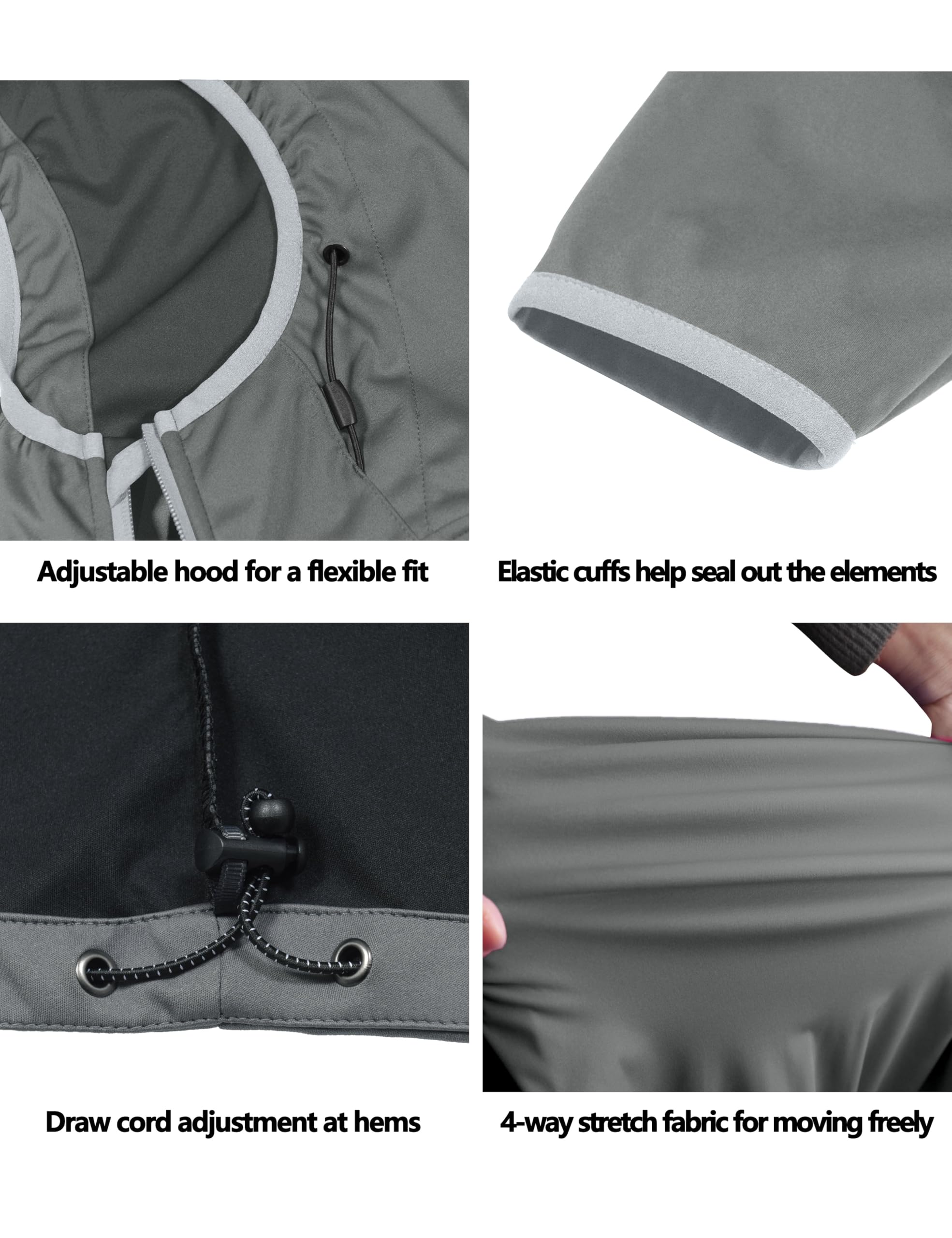 Little Donkey Andy Leichte Kapuzen-Softshelljacke für Damen zum Laufen, Wandern, winddicht, wasserabweisend
