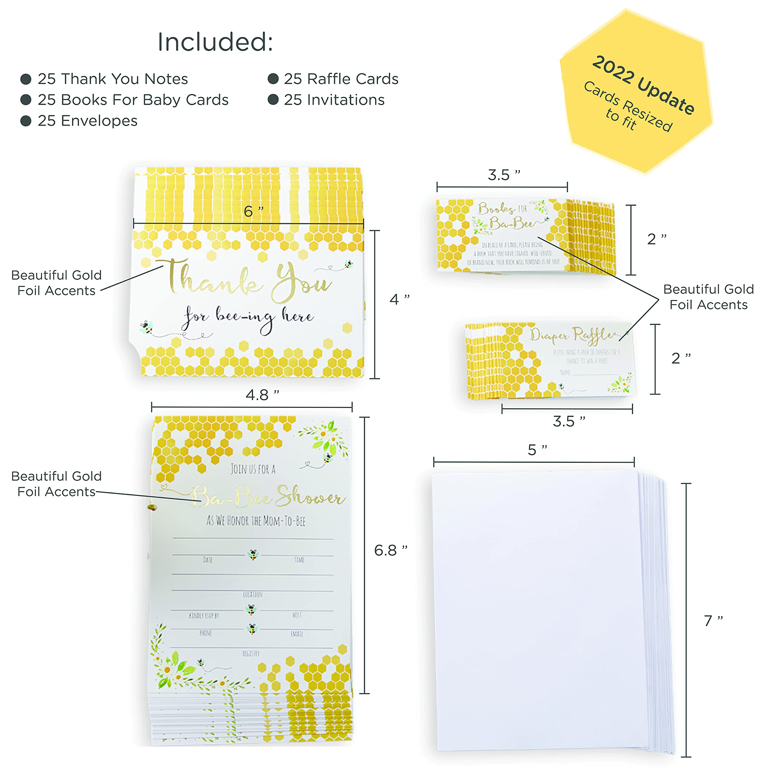 Kate Aspen Sweet As Can Bee – Set Di 50 Biglietti Di Invito E Consigli Per Baby Shower, Tema Ape, Giallo - 2
