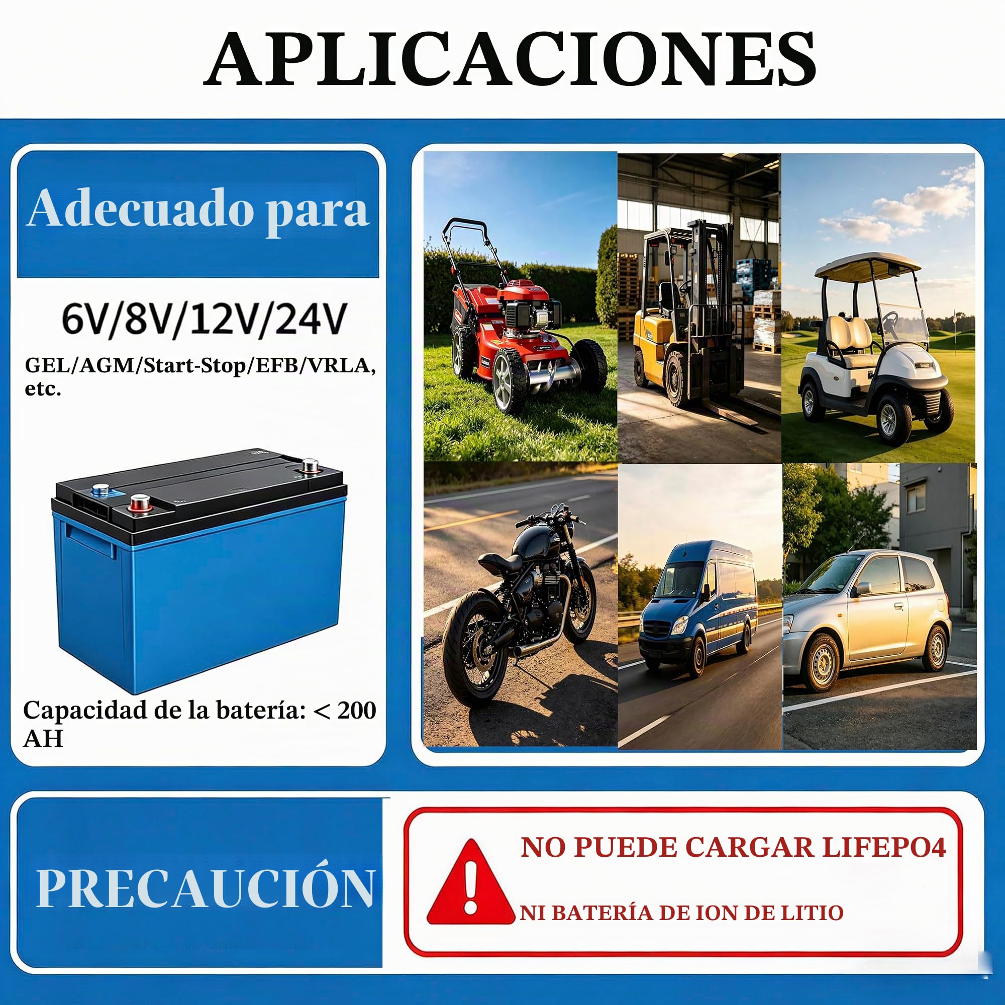 Etrogo Cargador Batteria Coche de Pulso 6V 8V 12V 24V10A Inteligente Automático con Pantalla LCD Función de Reparación para Barcos Motocicletas etc-Negro