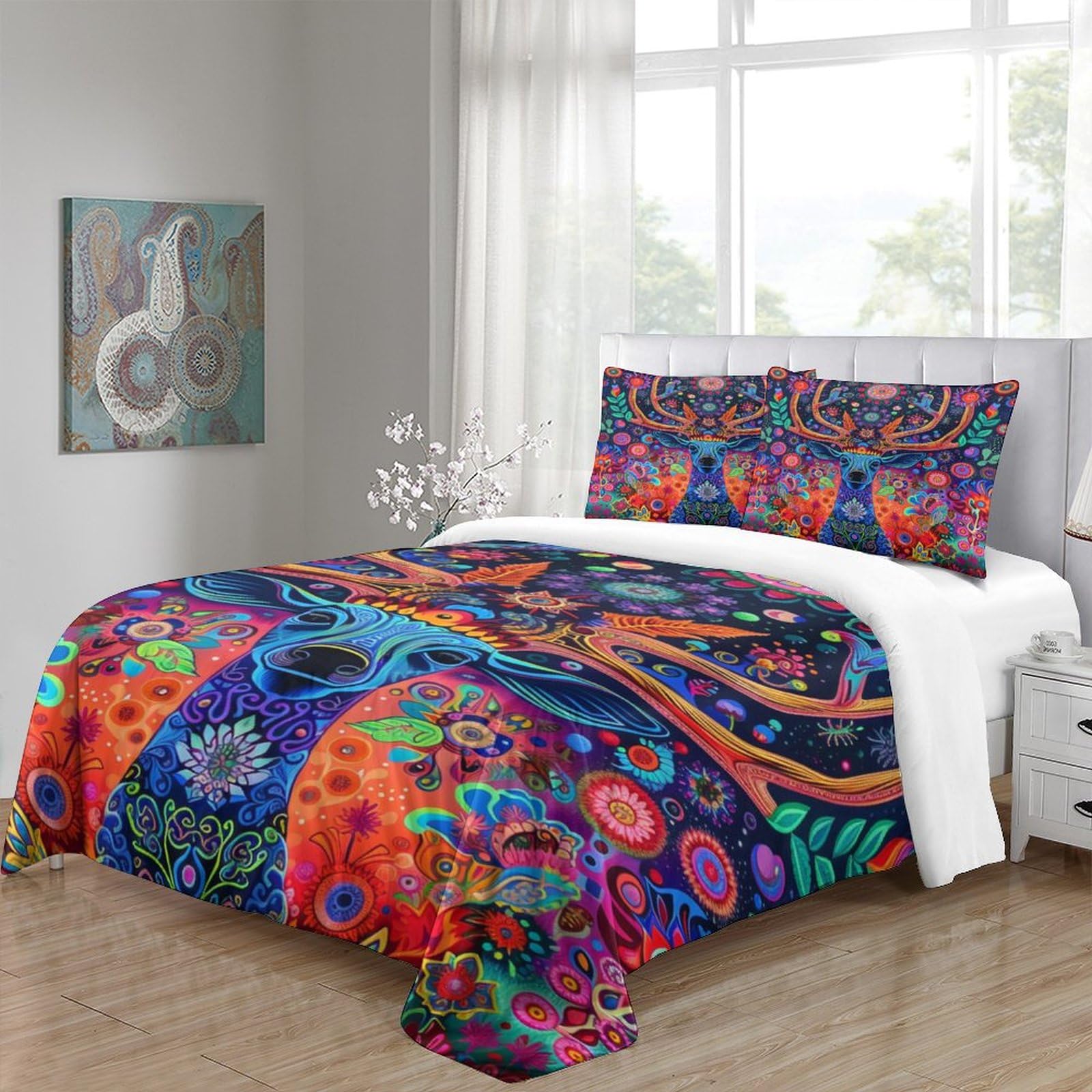 Stampato in 3D Pronipote tibetano Copertina Stampata Microfibra Disegnata Set Di Biancheria Da Letto Stile Morbido Con 2 Federe,Double（200x200cm）, Per Adolescenti E Adulti