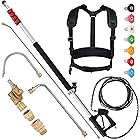 RIDGE WASHER 24 FT Telescoping Pressure Washer Wand, Pressure Washer Extension Wand, Telescopic Gutter Cleaner With 3 Curve Wands, 7 Spray Nozzle Tips, Adjustable Support Belt and 2 Adapters, 4000 PSI