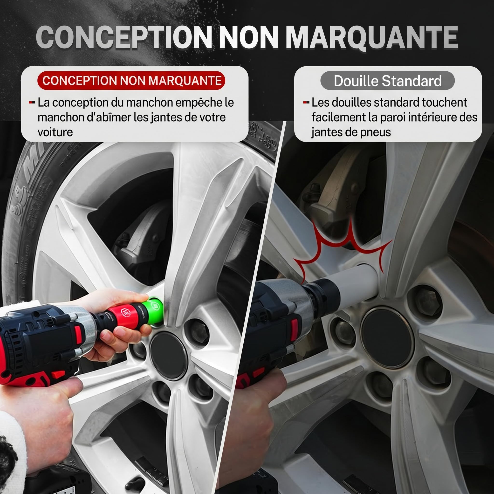 BILITOOLS Jeu de 7 Douilles à Choc 1/2" pour Écrous de Roue Endommagés