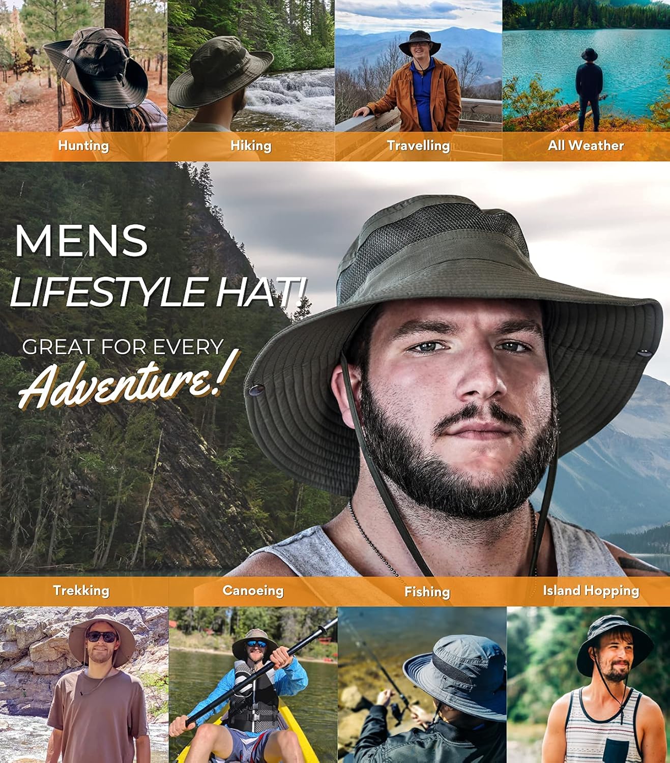 GearTOP UPF 50+ Wide Brim Sun Hat to Protect Against UV Sun Rays for Hiking Camping Fishing Safari : Sports & Outdoors