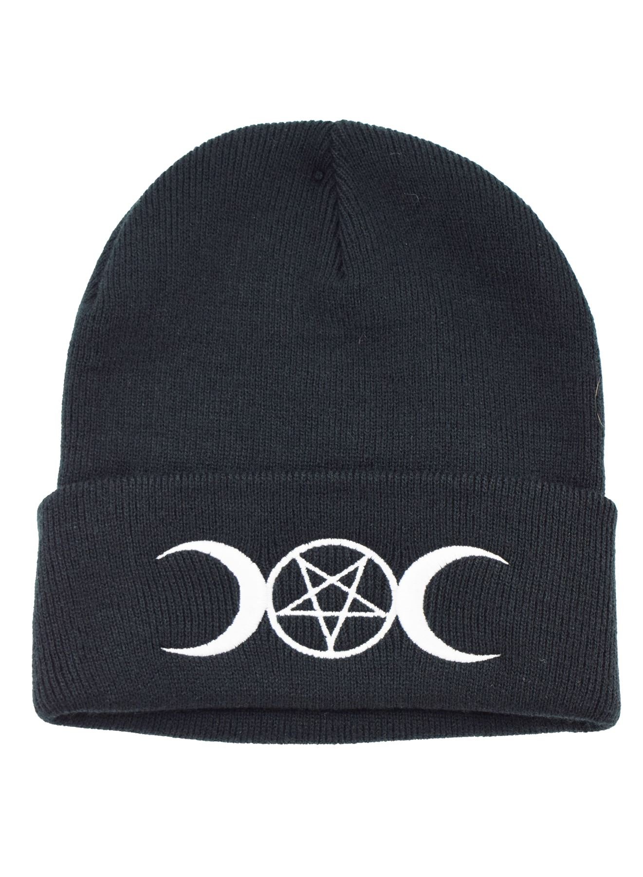 Darkside Men's Black Pentagram Moon Beanie Hat